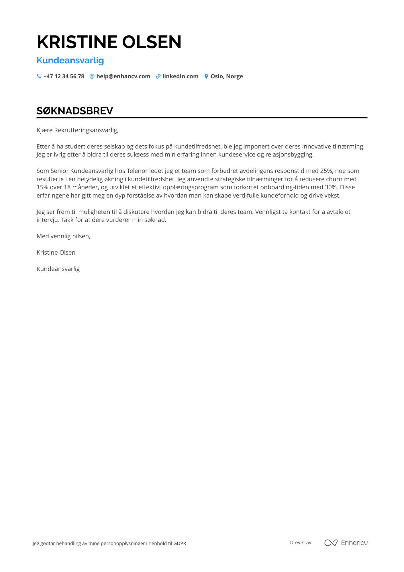 Kundeansvarlig CV