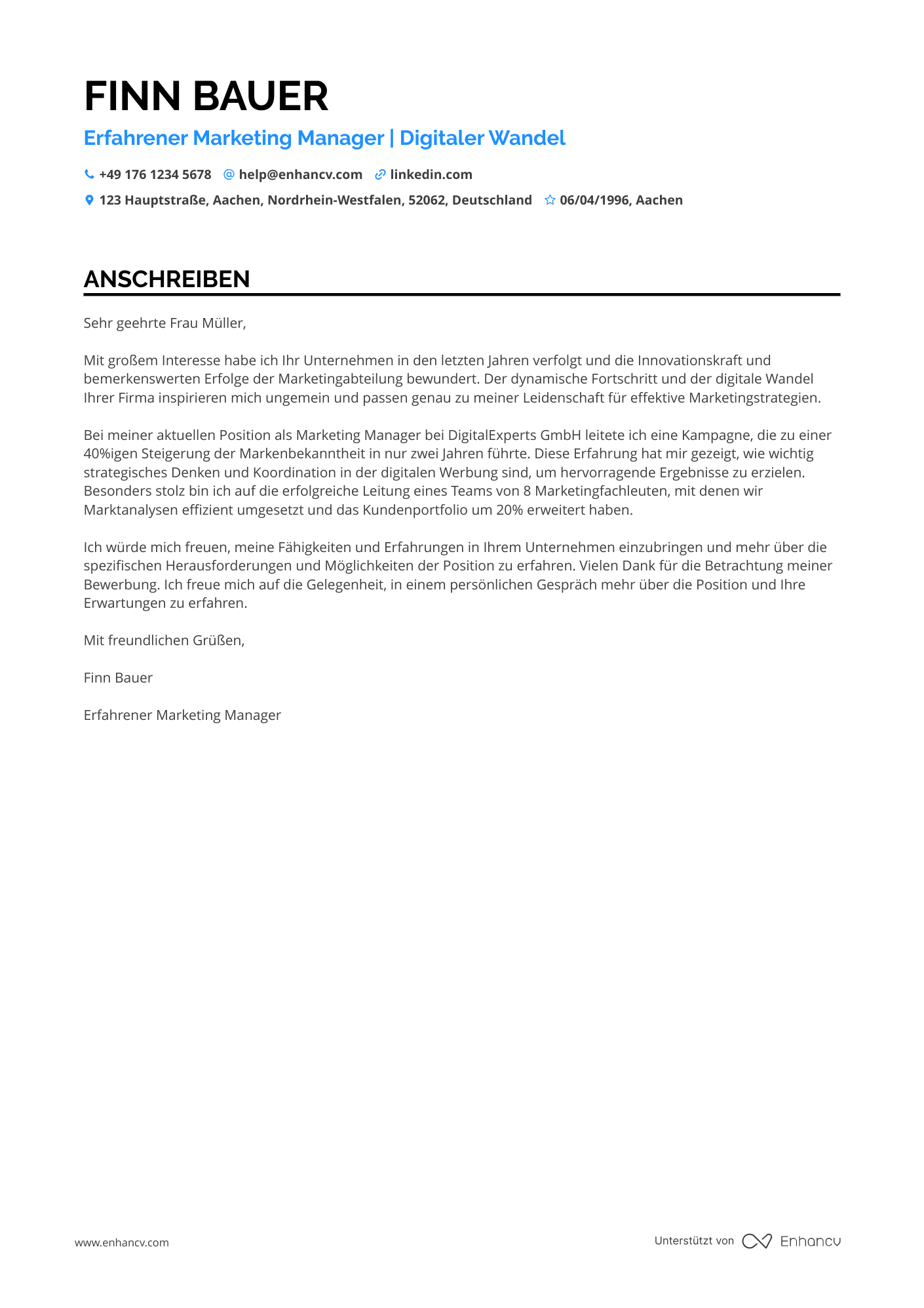 Erfahrener Marketing Manager