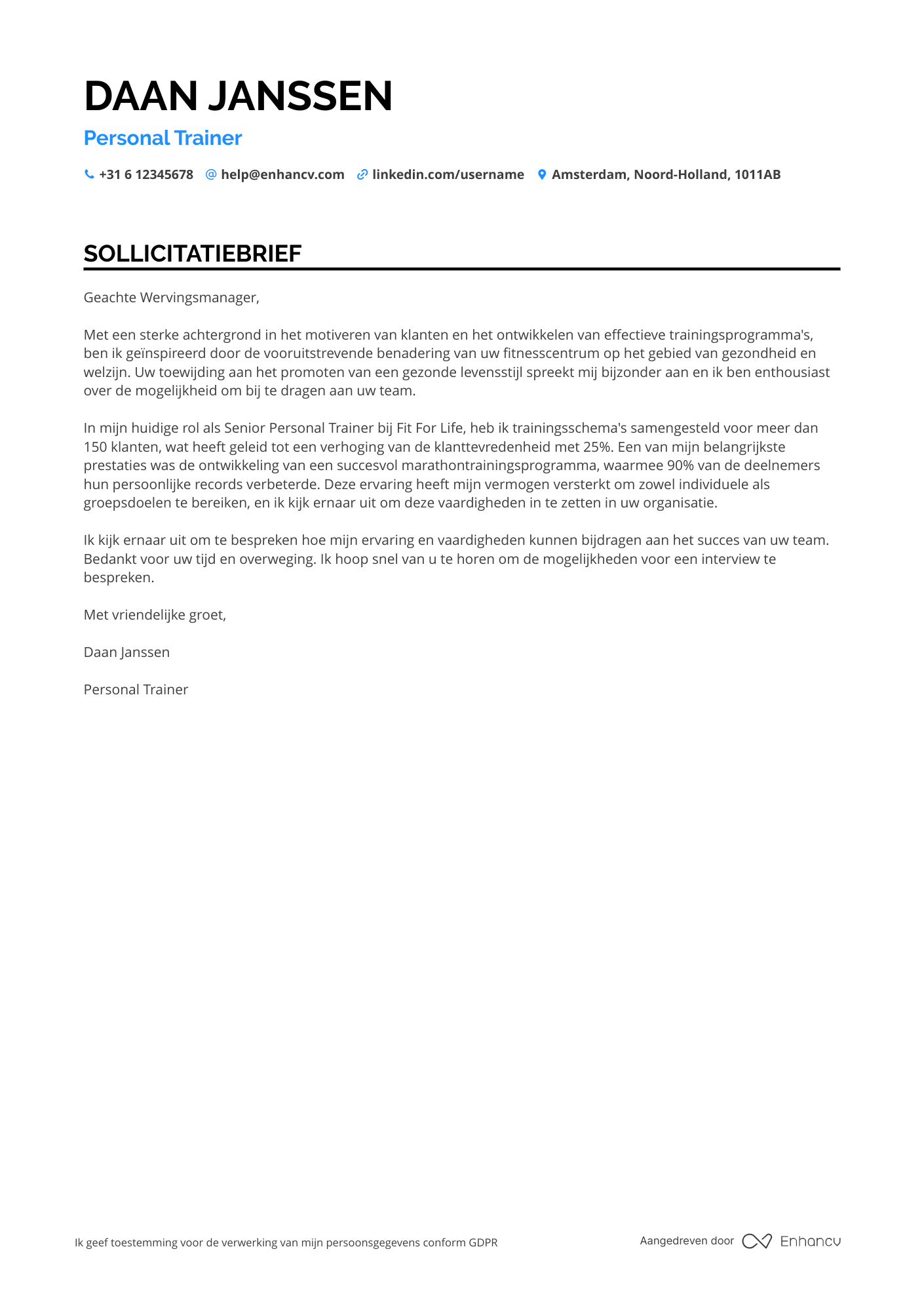 Personal Trainer CV