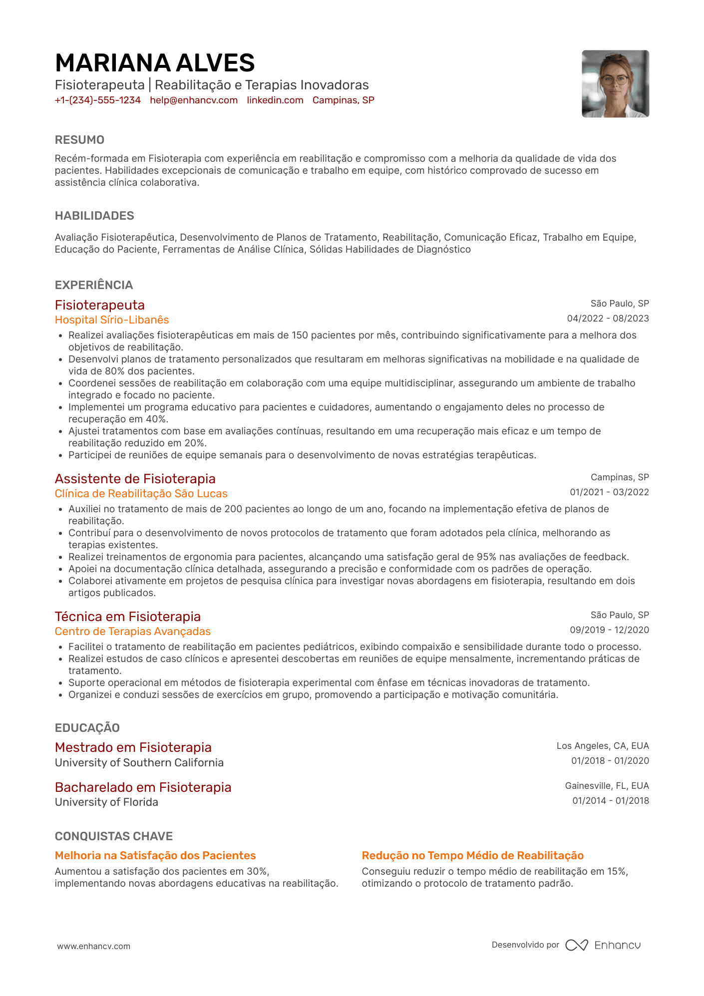 Currículo de fisioterapeuta primeiro emprego