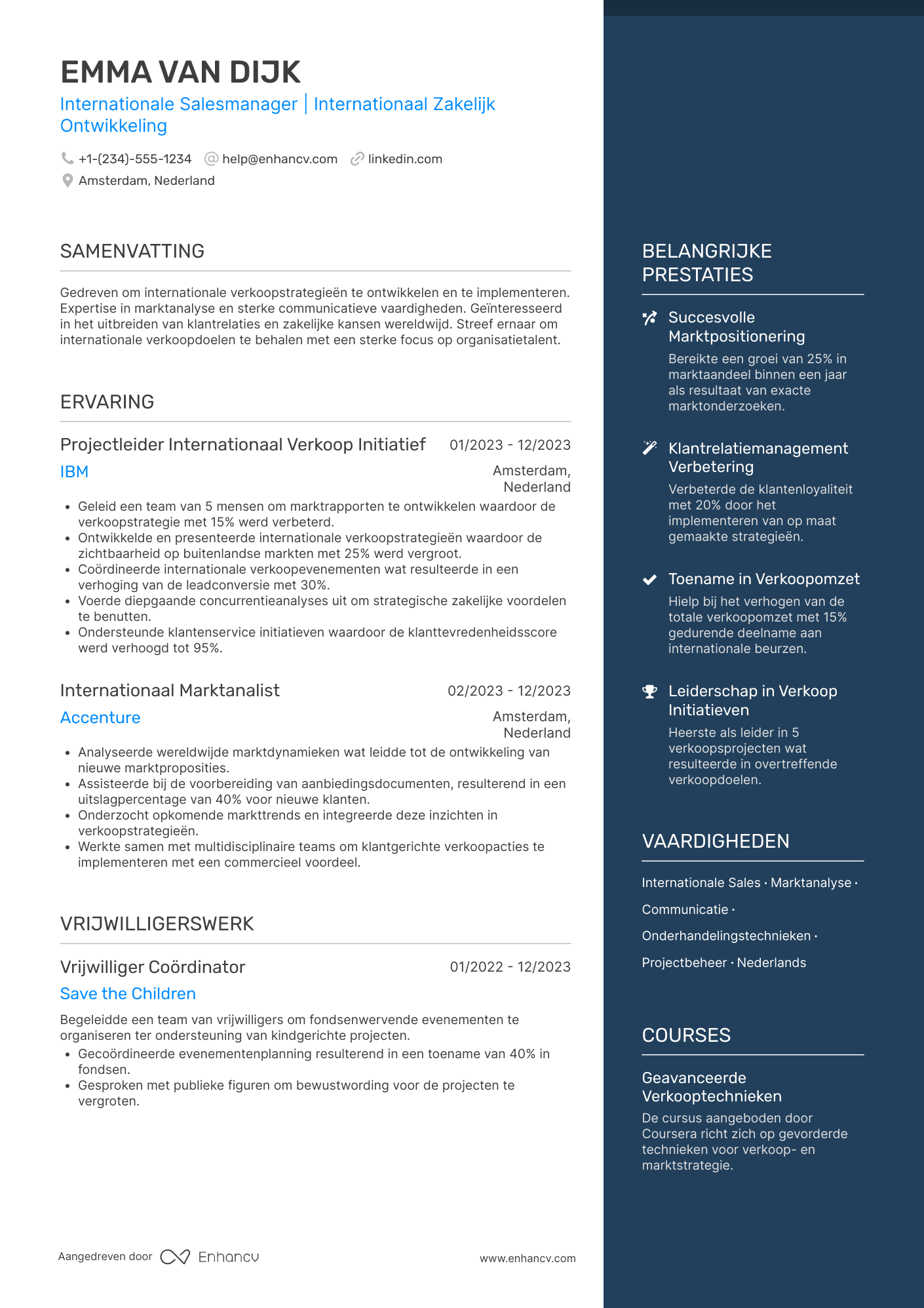 CV voor Internationale Salesmanager