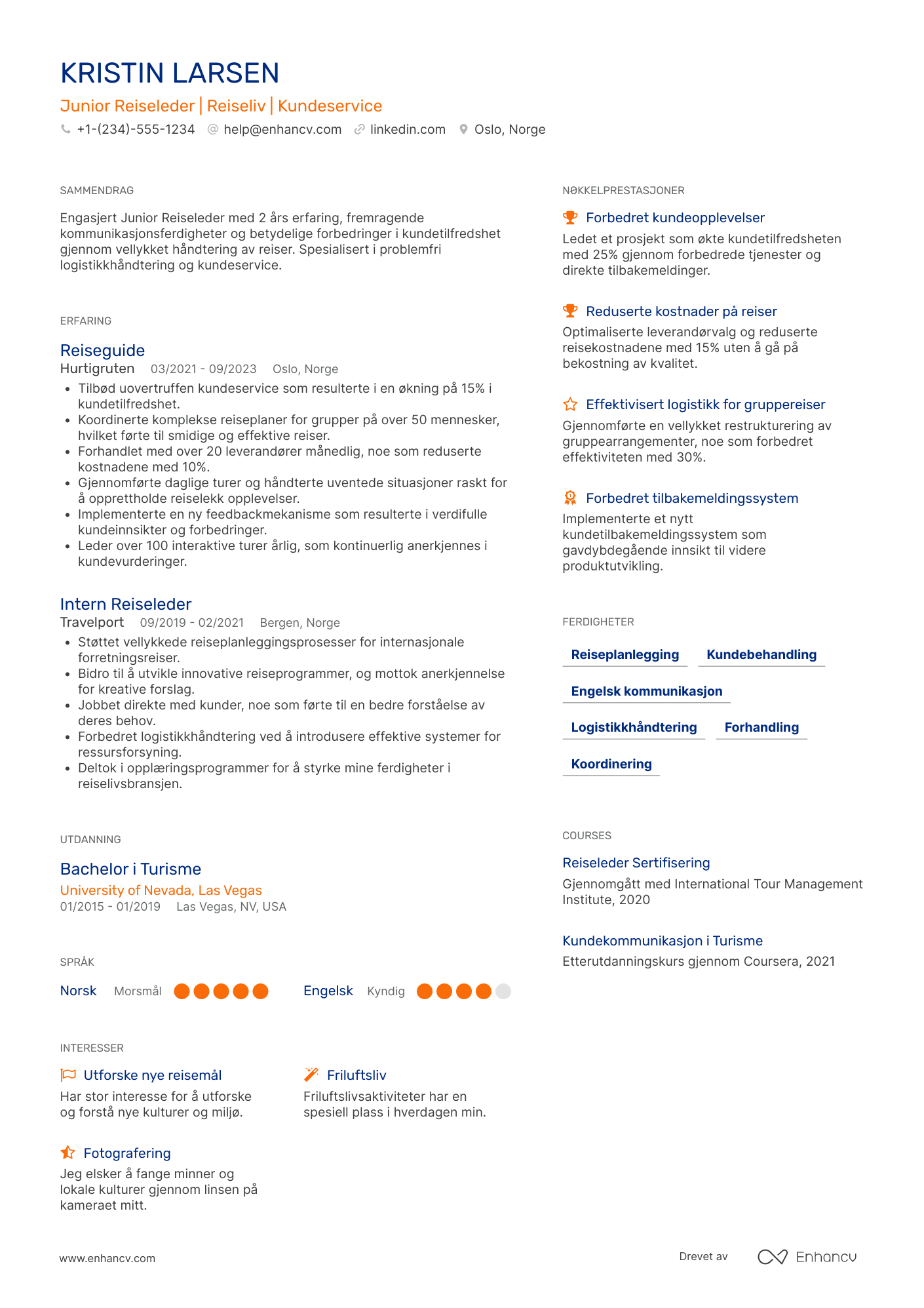 CV for Junior Reiseleder