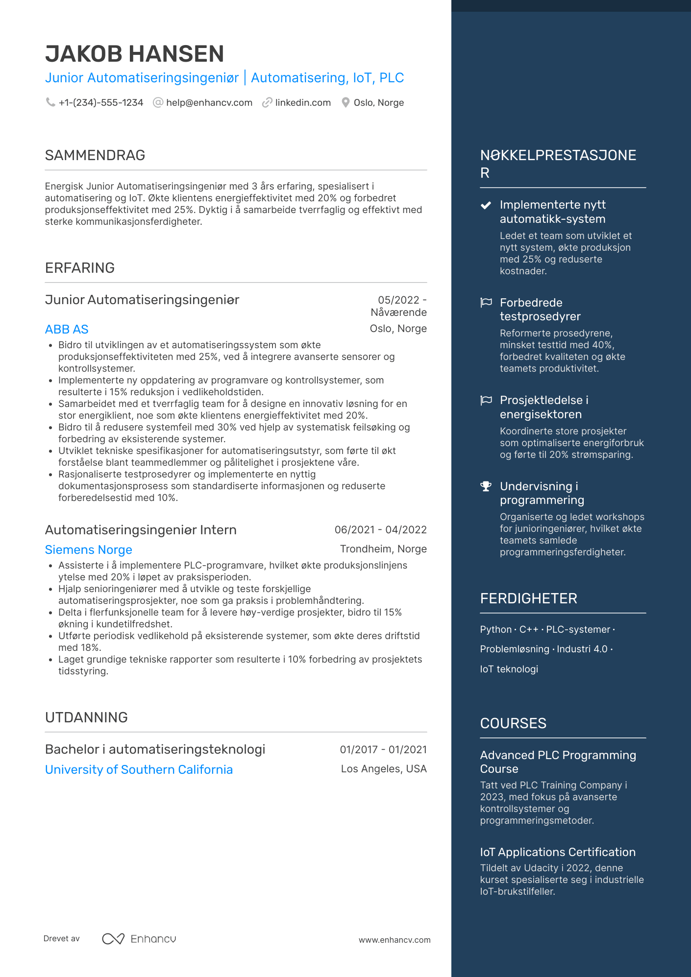 CV for Junior Automatiseringsingeniør