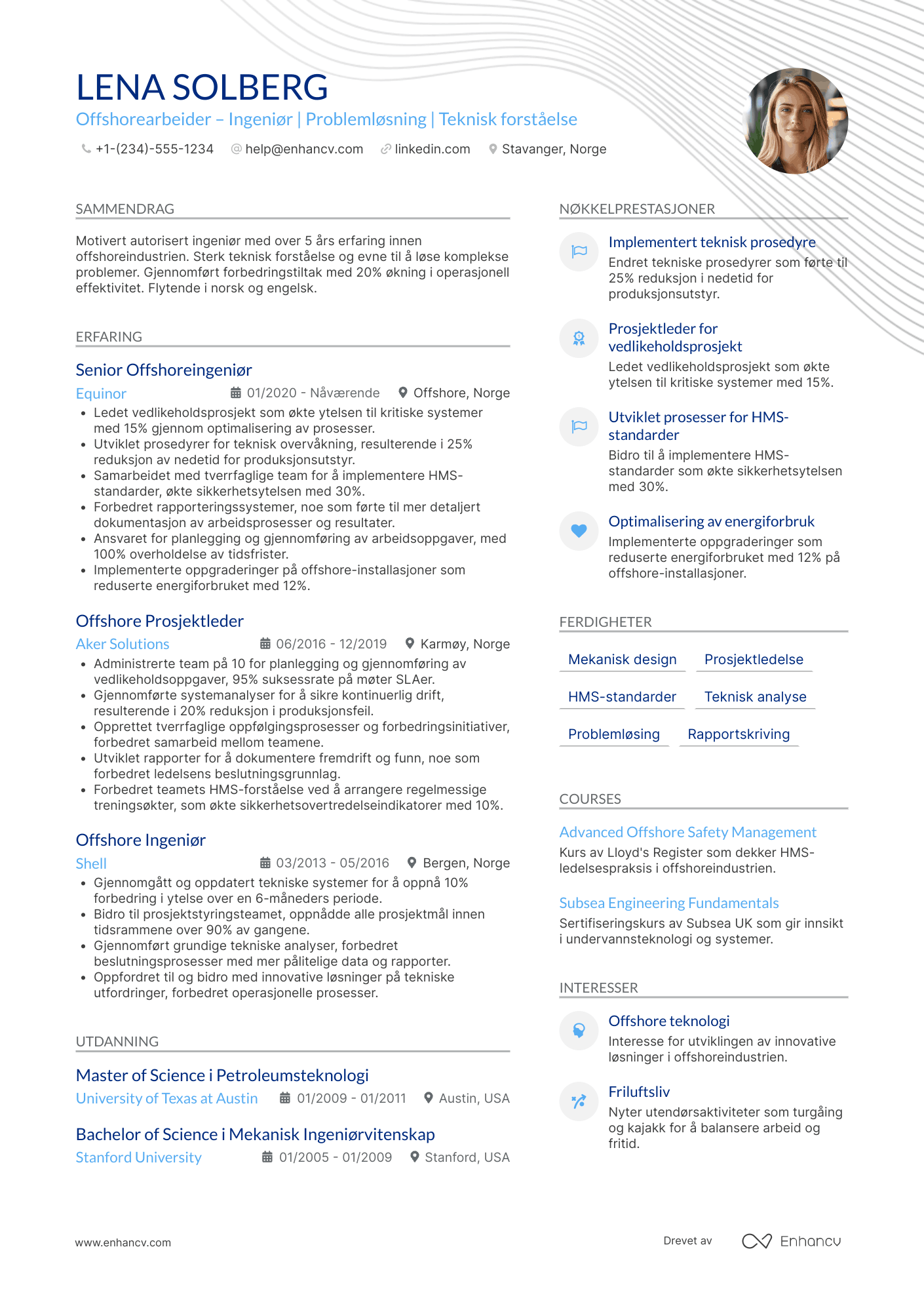 CV for Offshorearbeider – ingeniør