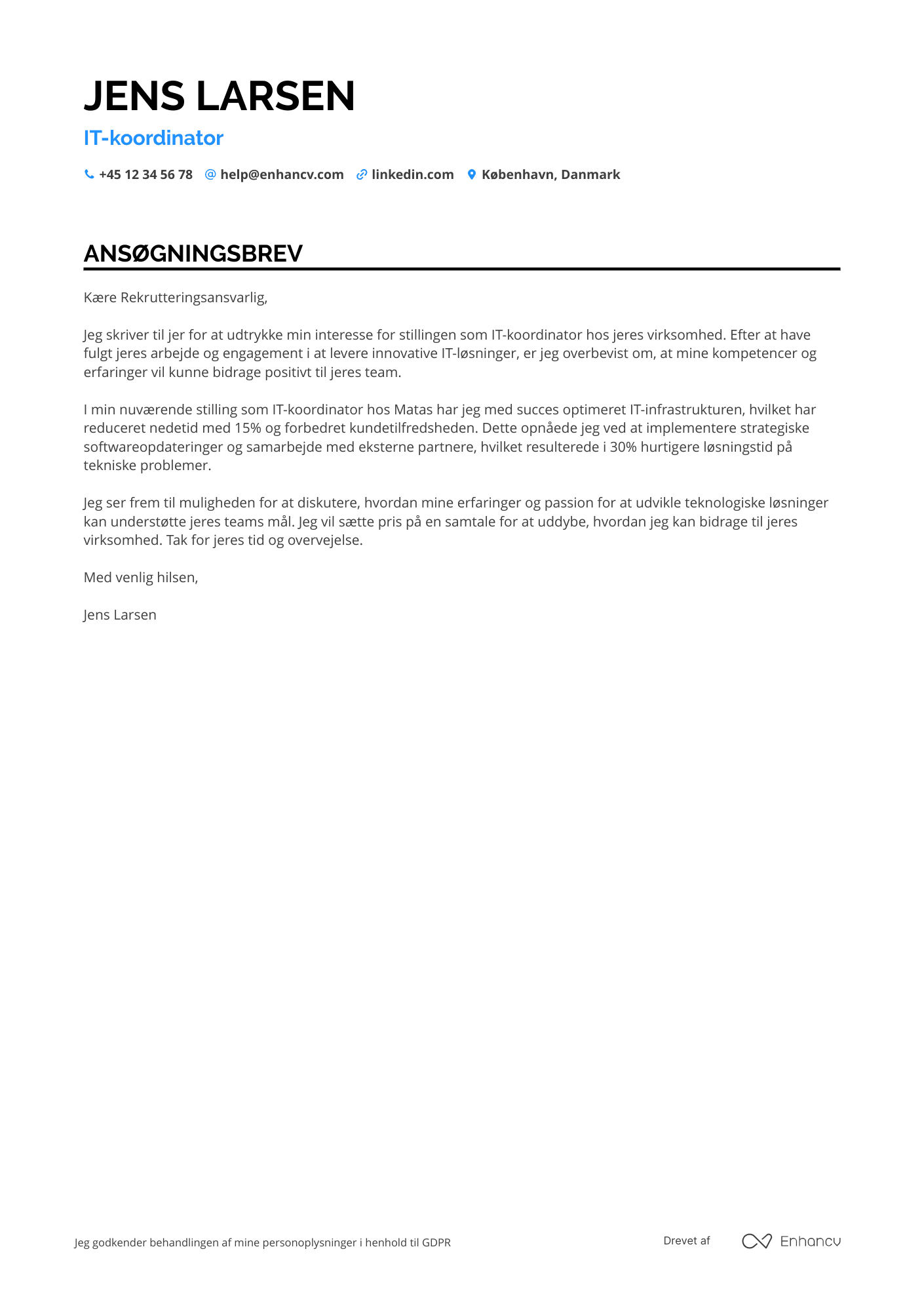 Ansøgningsbrev til IT koordinator i detailhandel