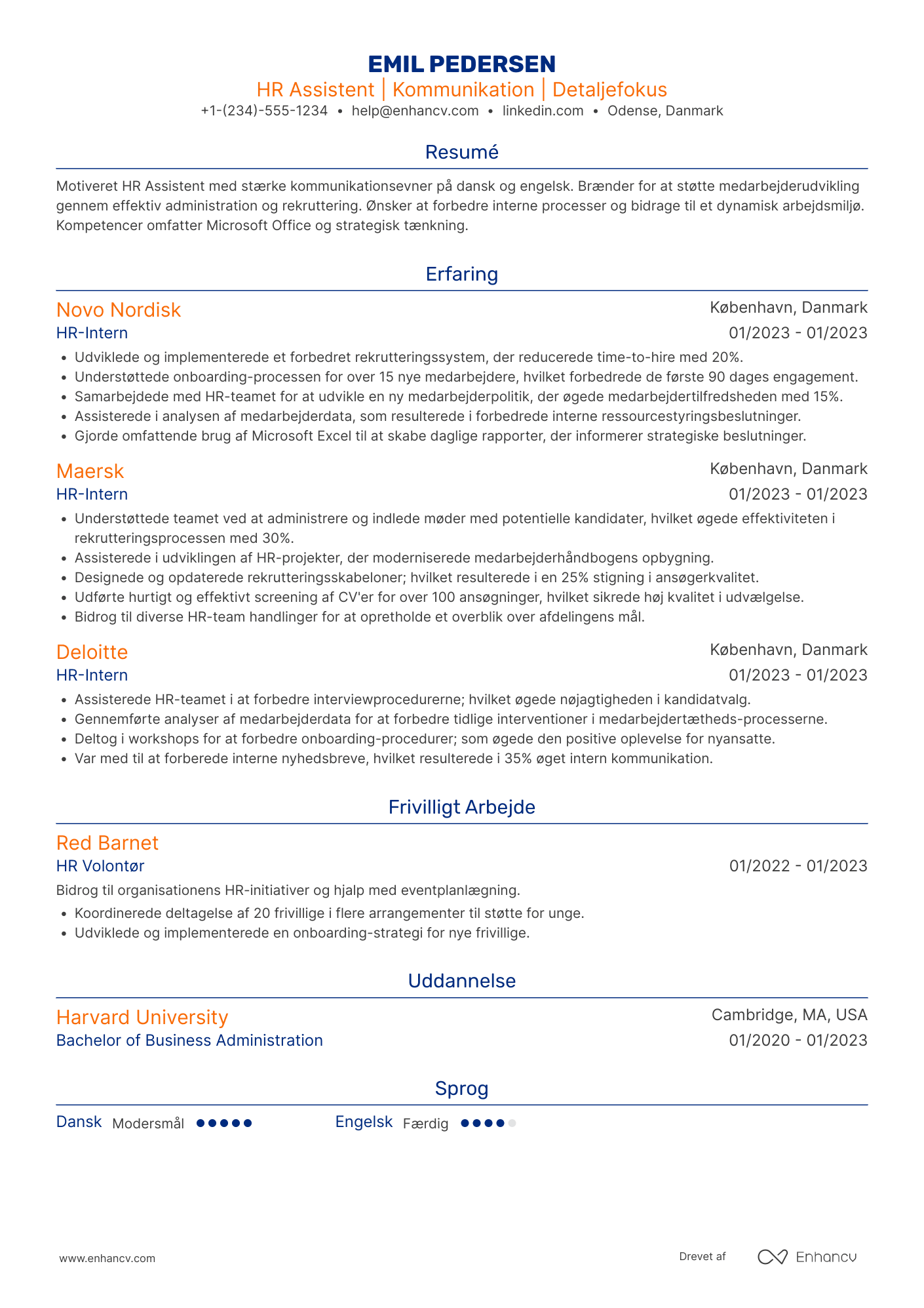 CV til Entry level HR assistent