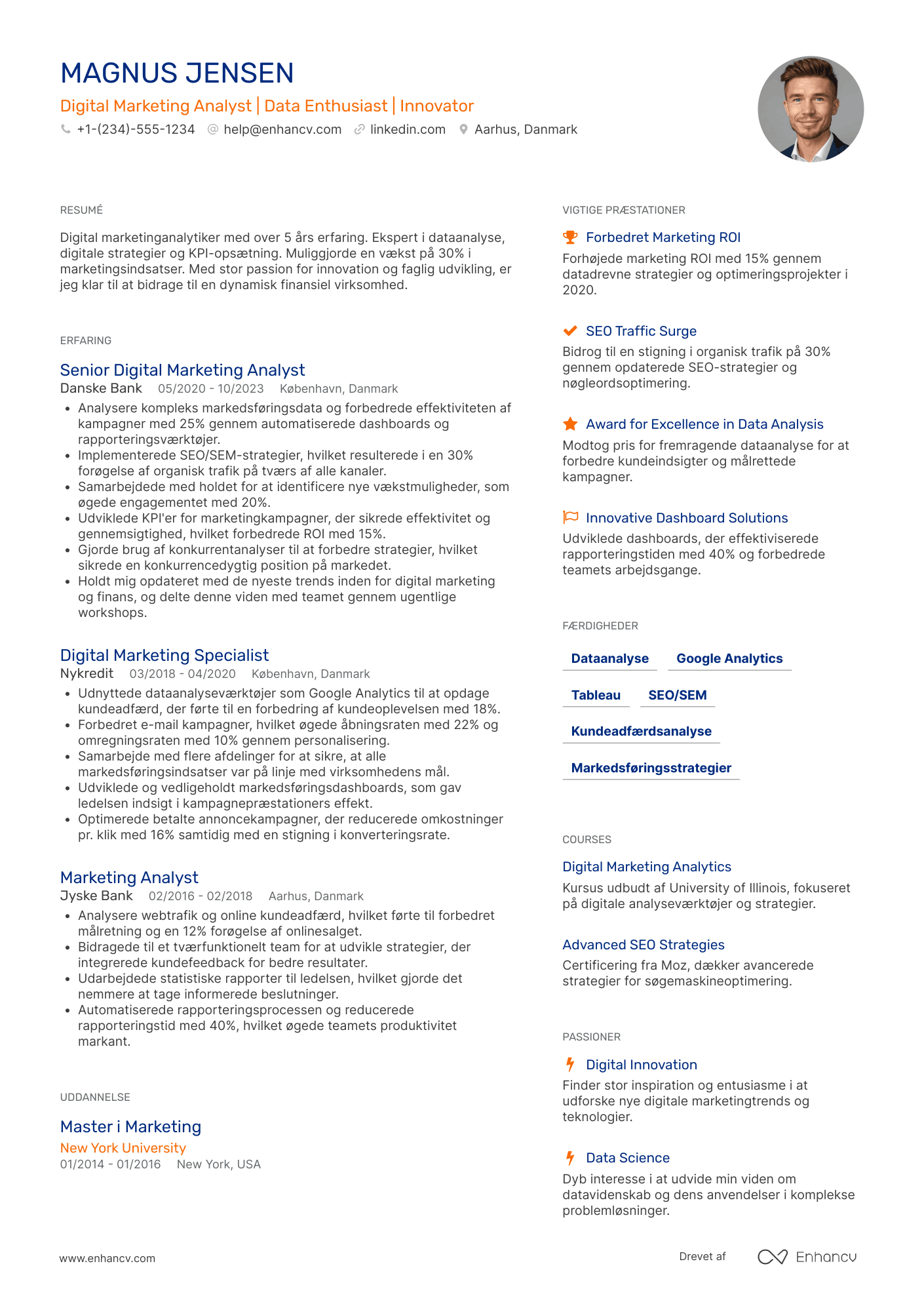 CV til Digital marketinganalytiker – finanssektoren
