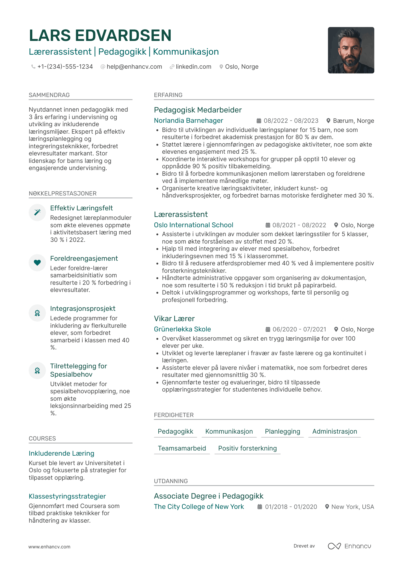 CV for Nyutdannede Lærerassistent