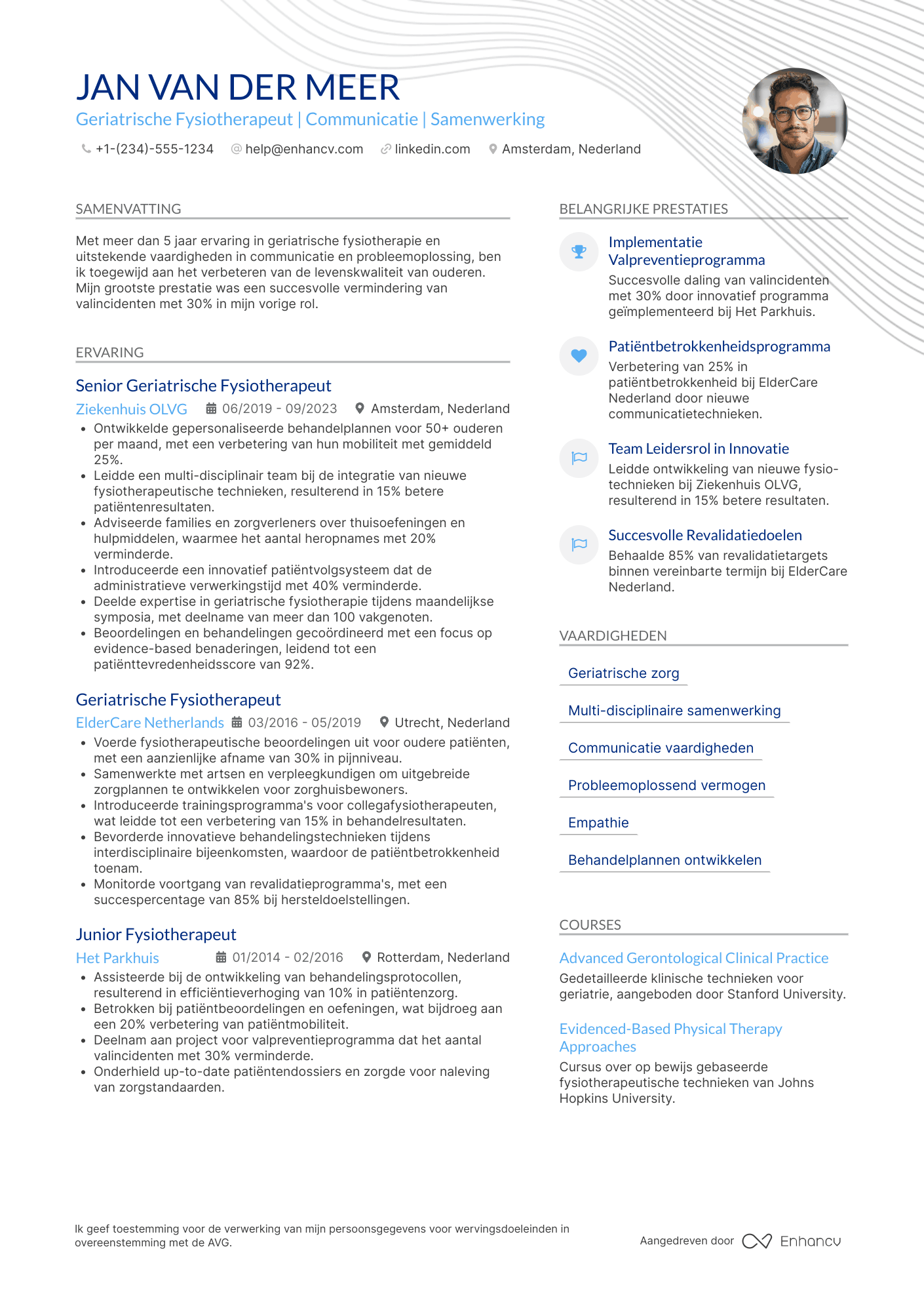 CV voor Geriatrische Fysiotherapeut
