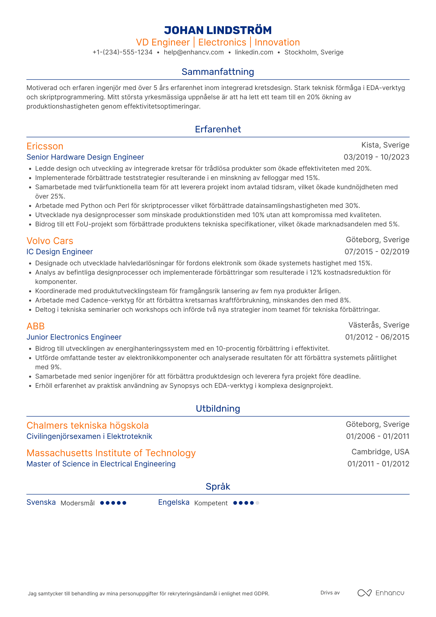 CV för VD Engineer