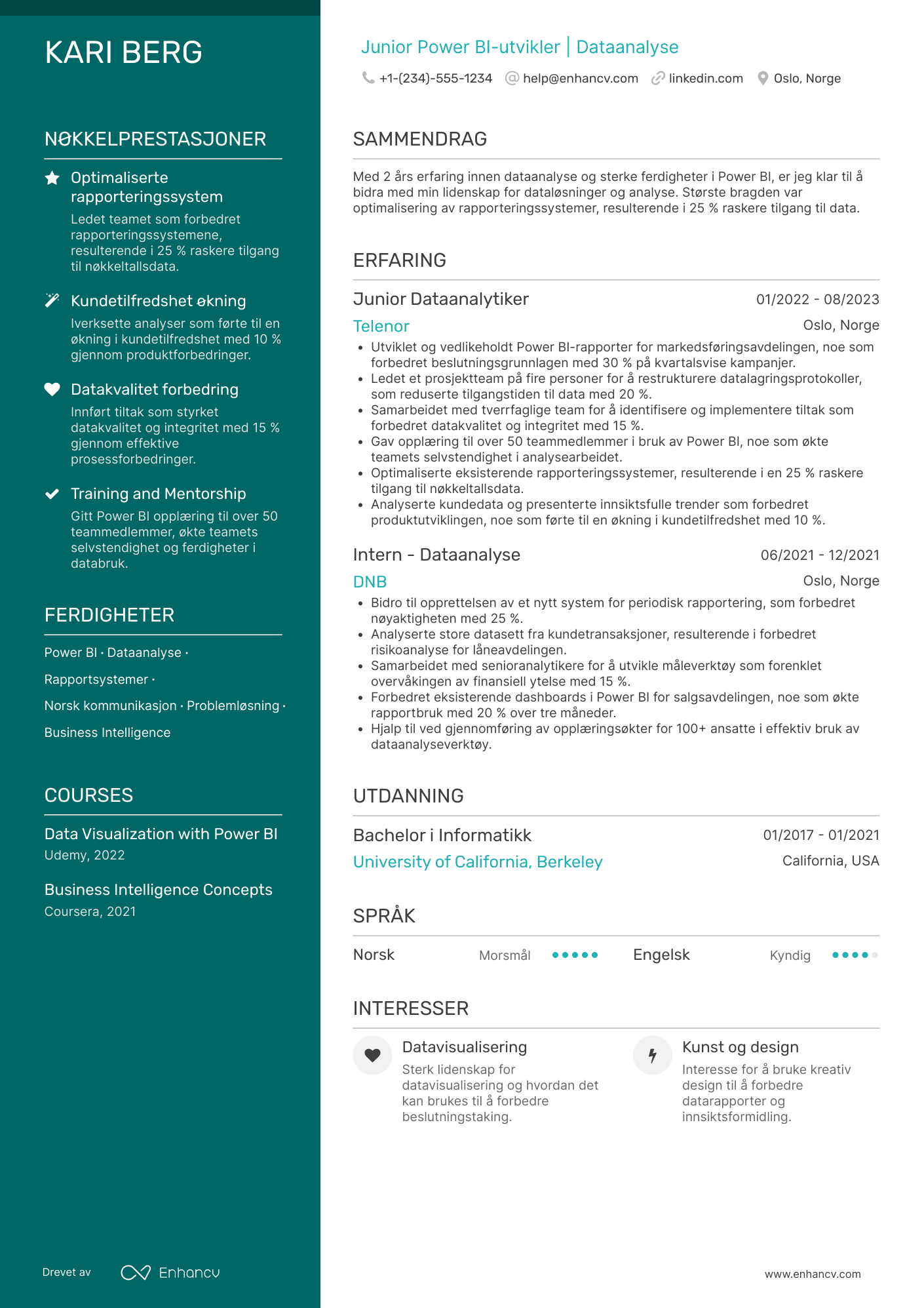 CV for Junior Power BI‑utvikler