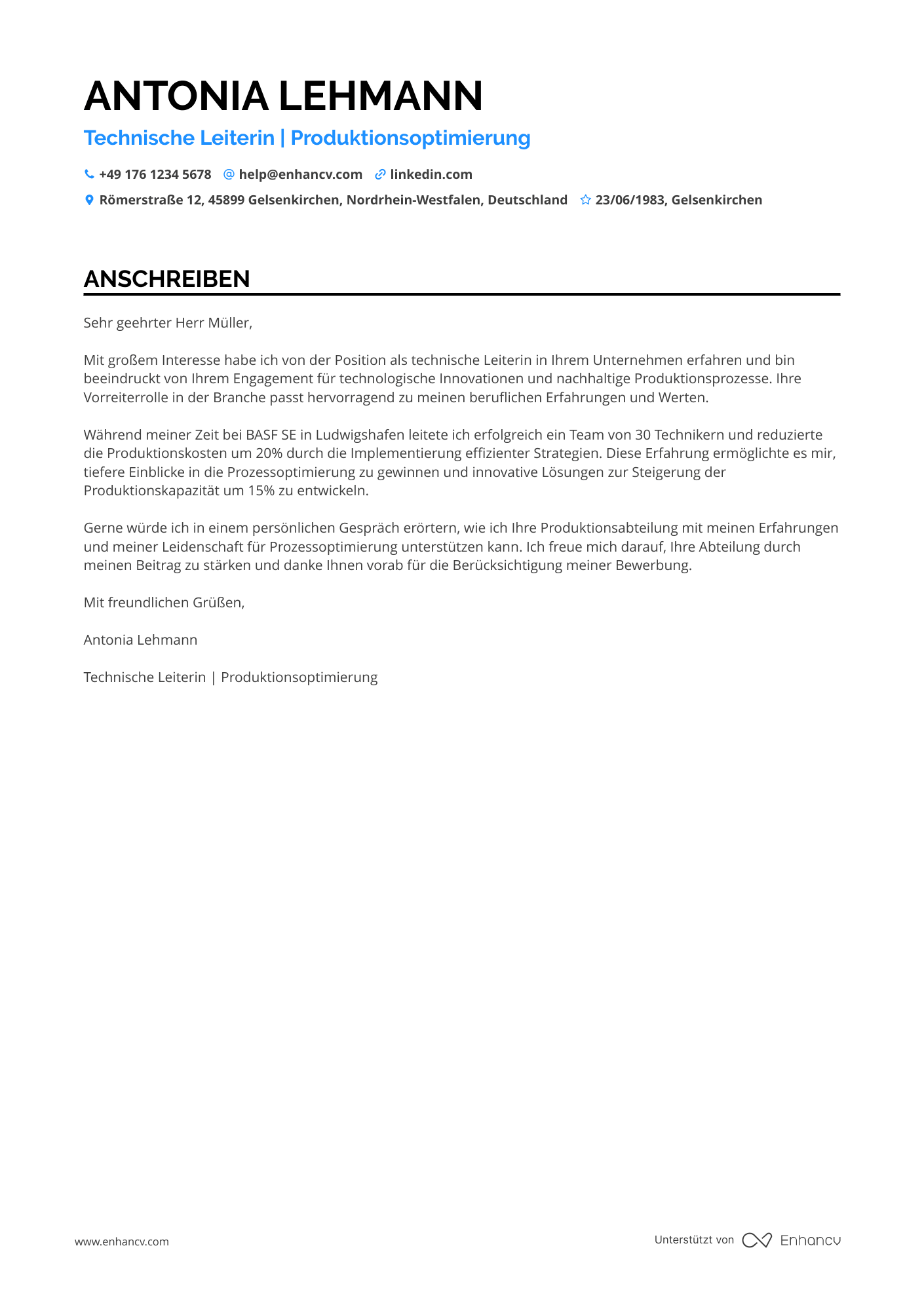 Technischer Leiter in der Produktion