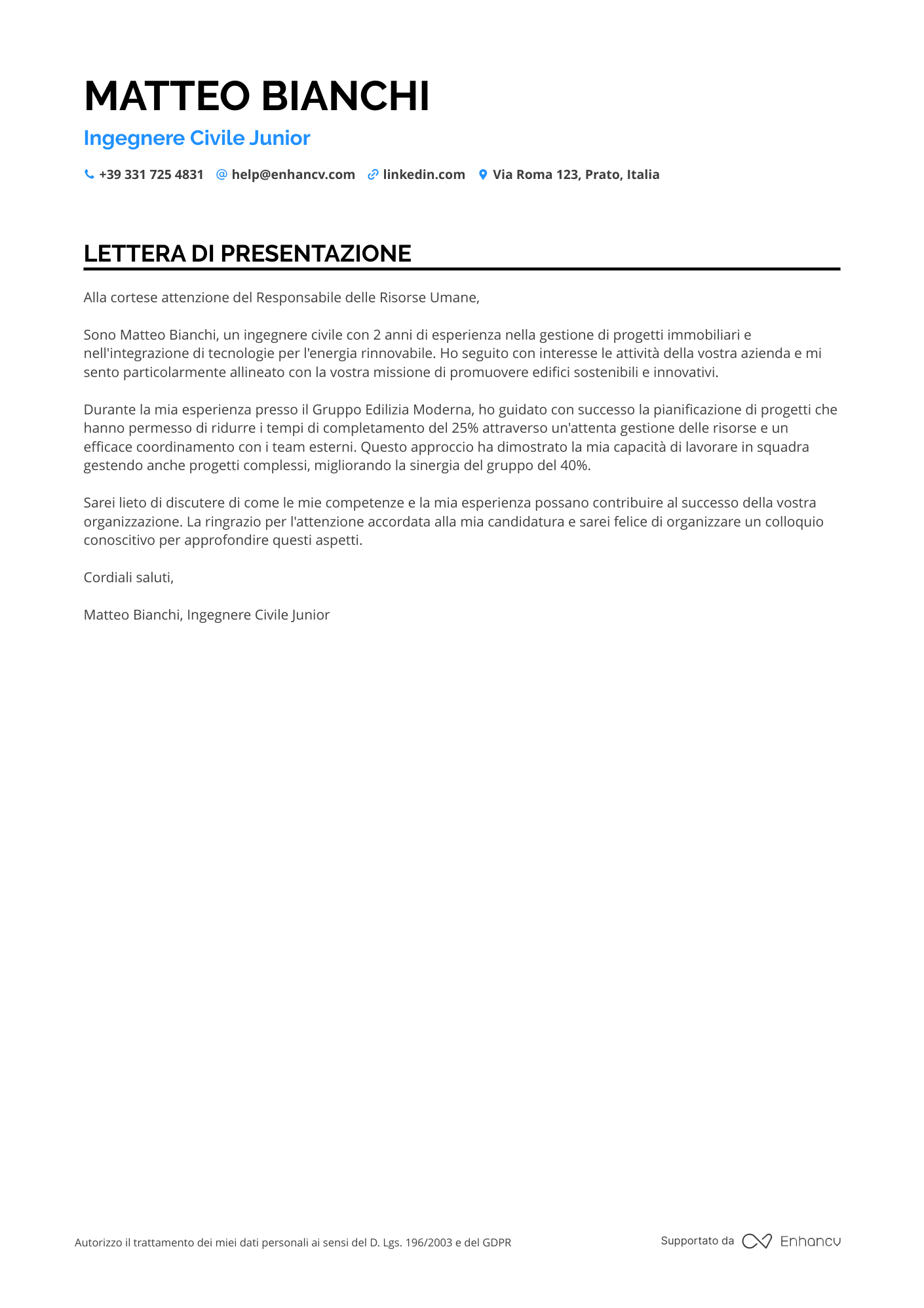 Ingegnere Civile per Progetti Infrastrutturali