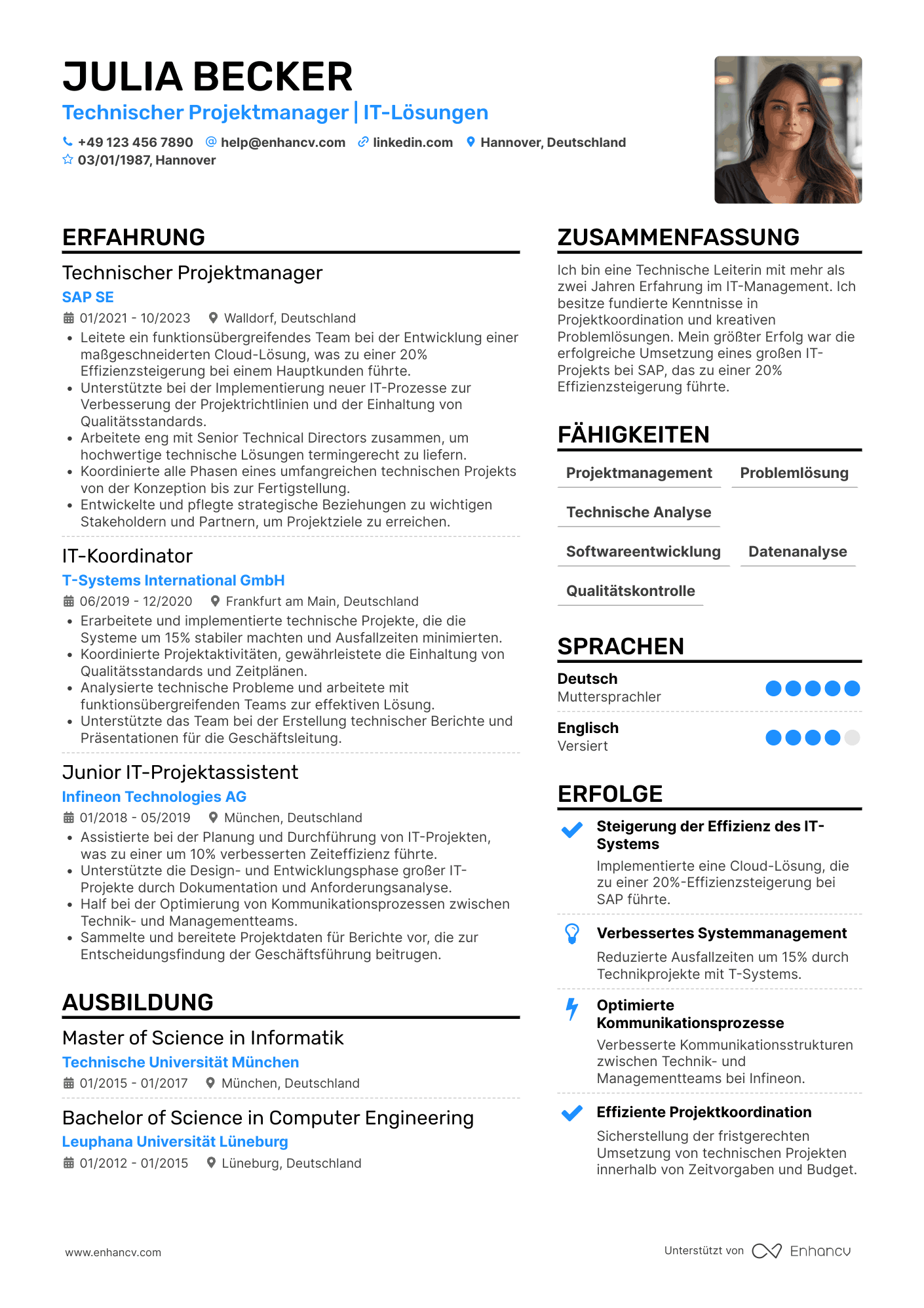 Lebenslauf als Einstiegslevel Technischer Leiter