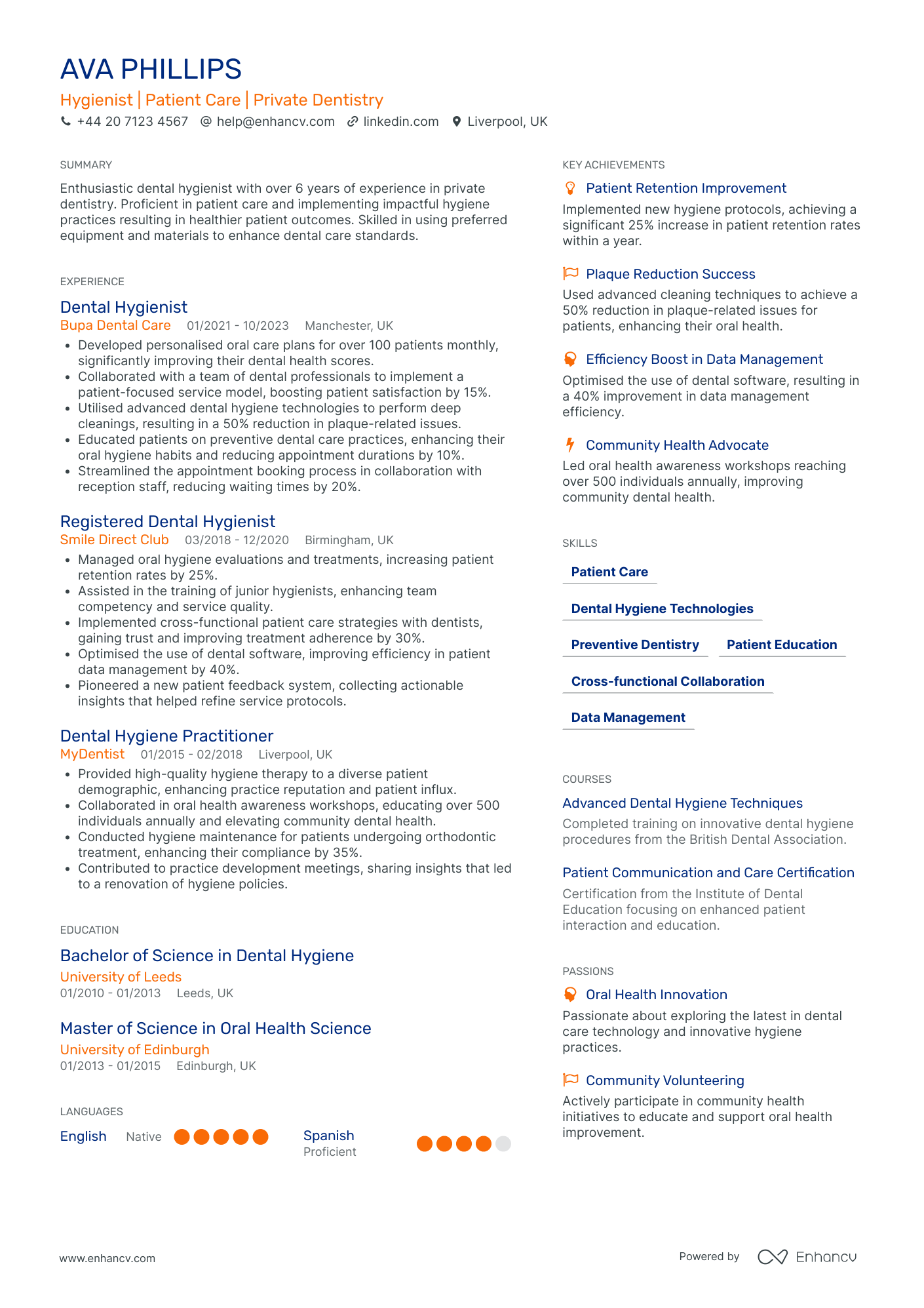 Lead Dental Hygienist CV Examples