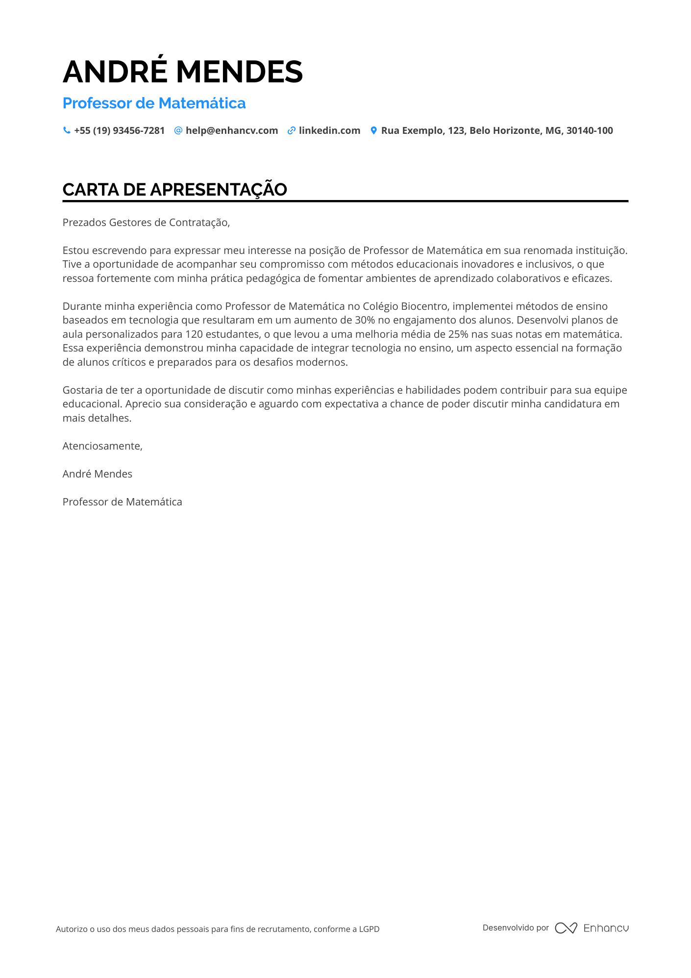 Professor de matemática Meio período