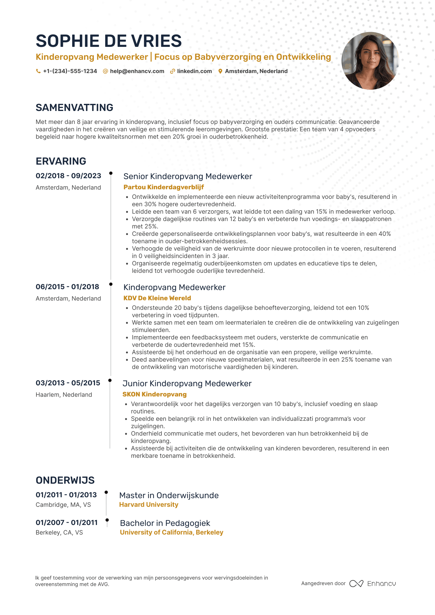 CV voor Kinderopvang Medewerker Babyverzorging