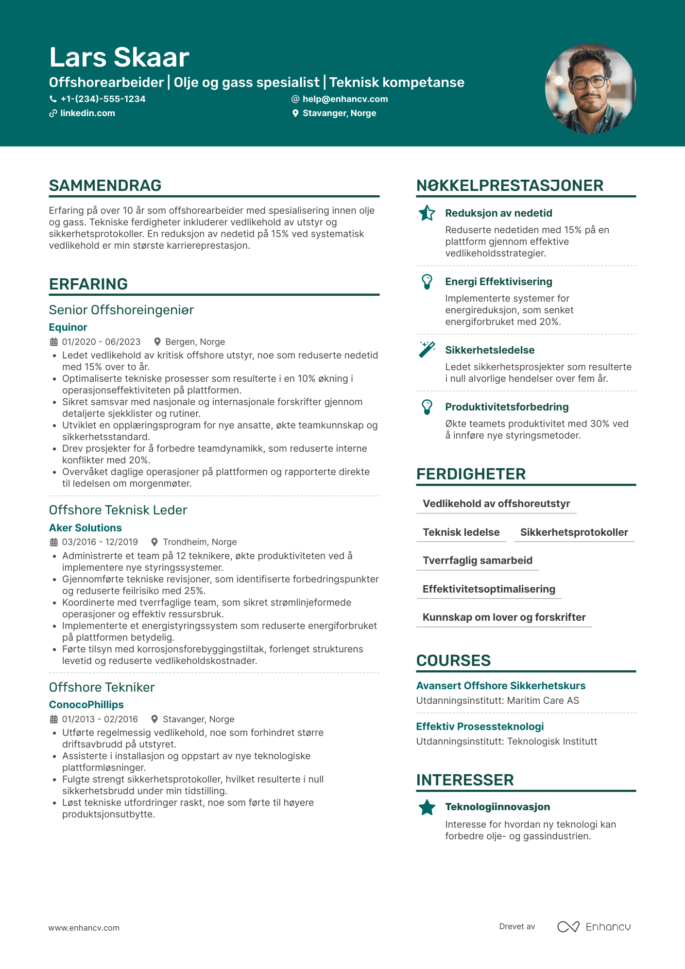 CV for Offshorearbeider – olje og gass spesialist