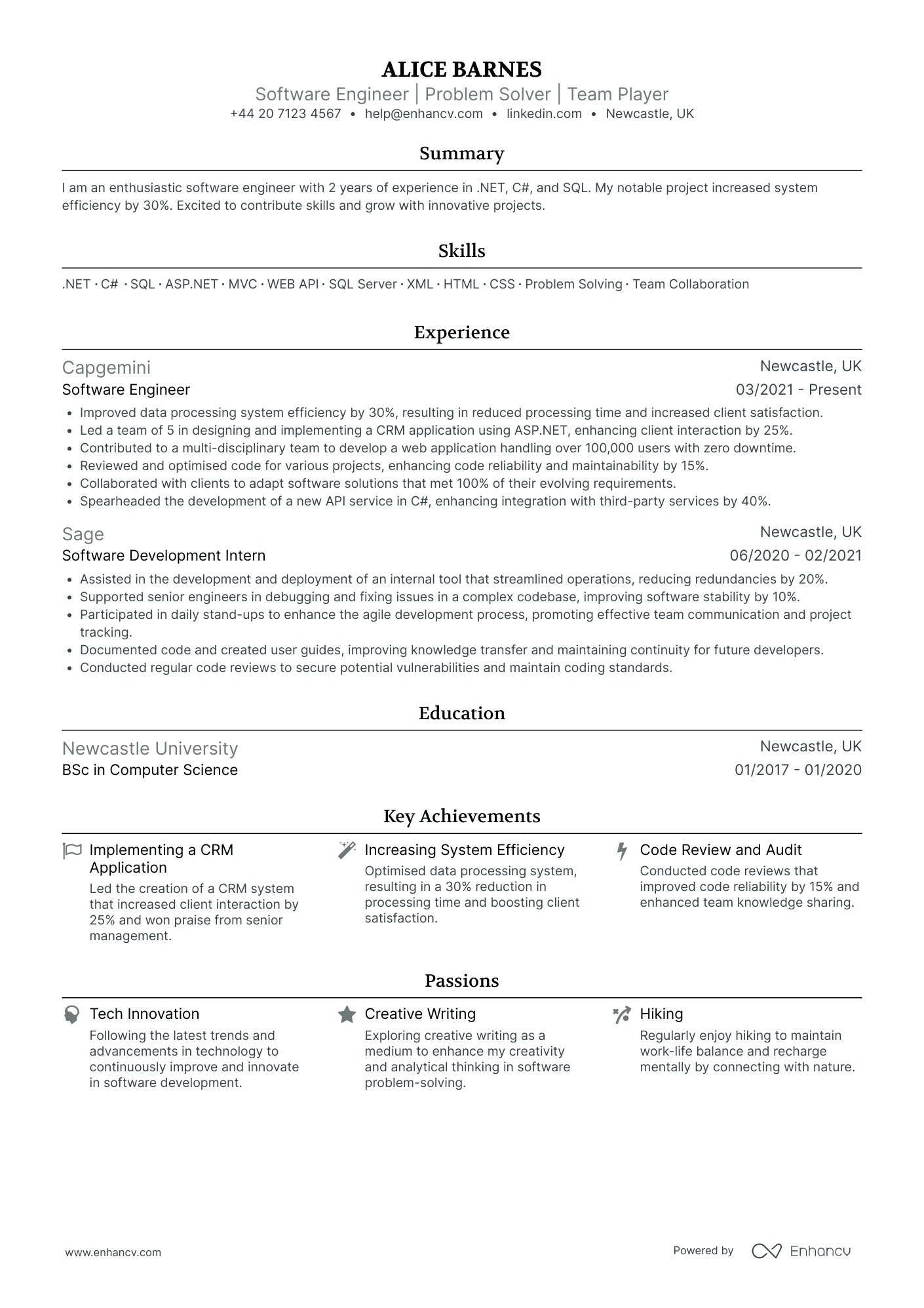 Junior .Net Developer CV Examples