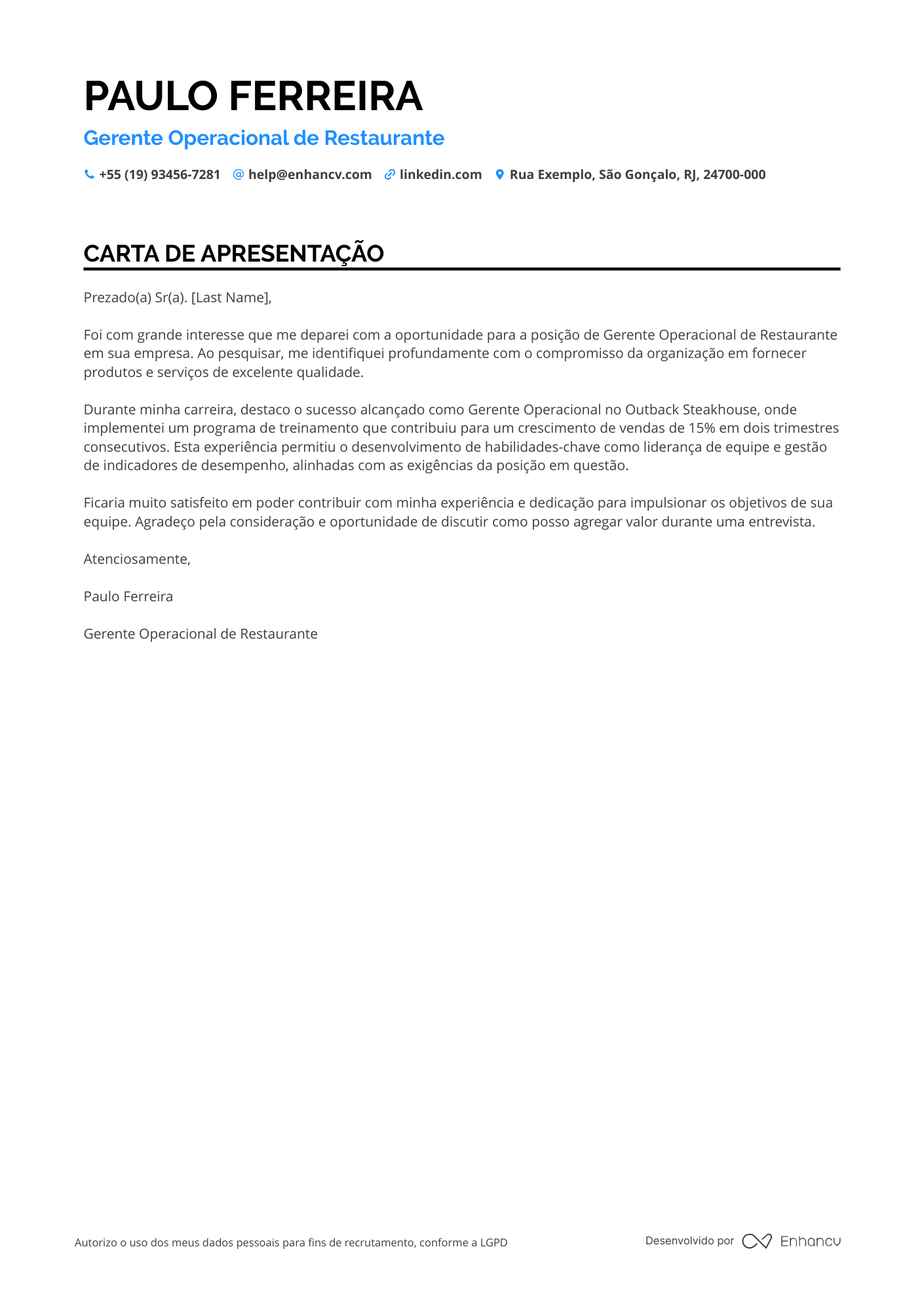 Gerente de Restaurante