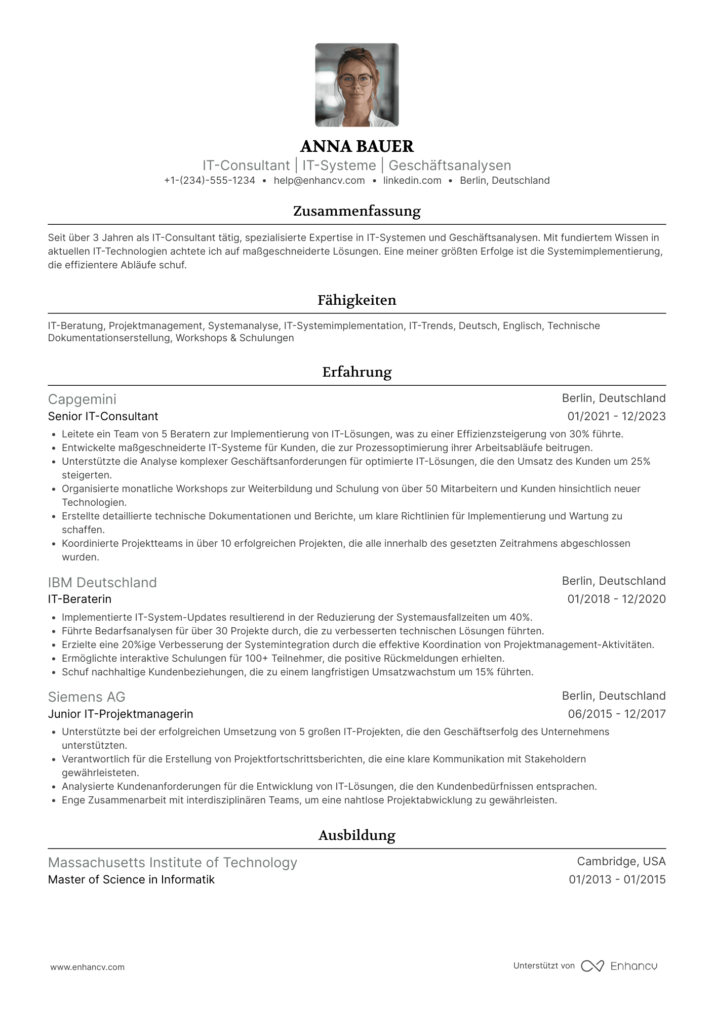 Lebenslauf IT Consultant