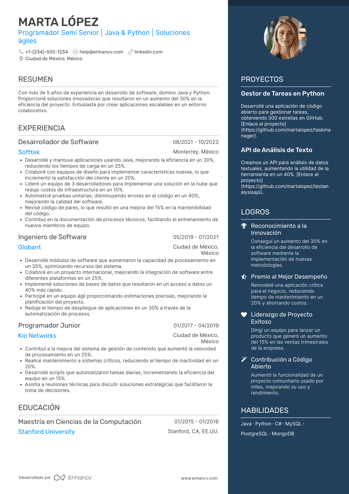 Currículum de programador Semi Senior