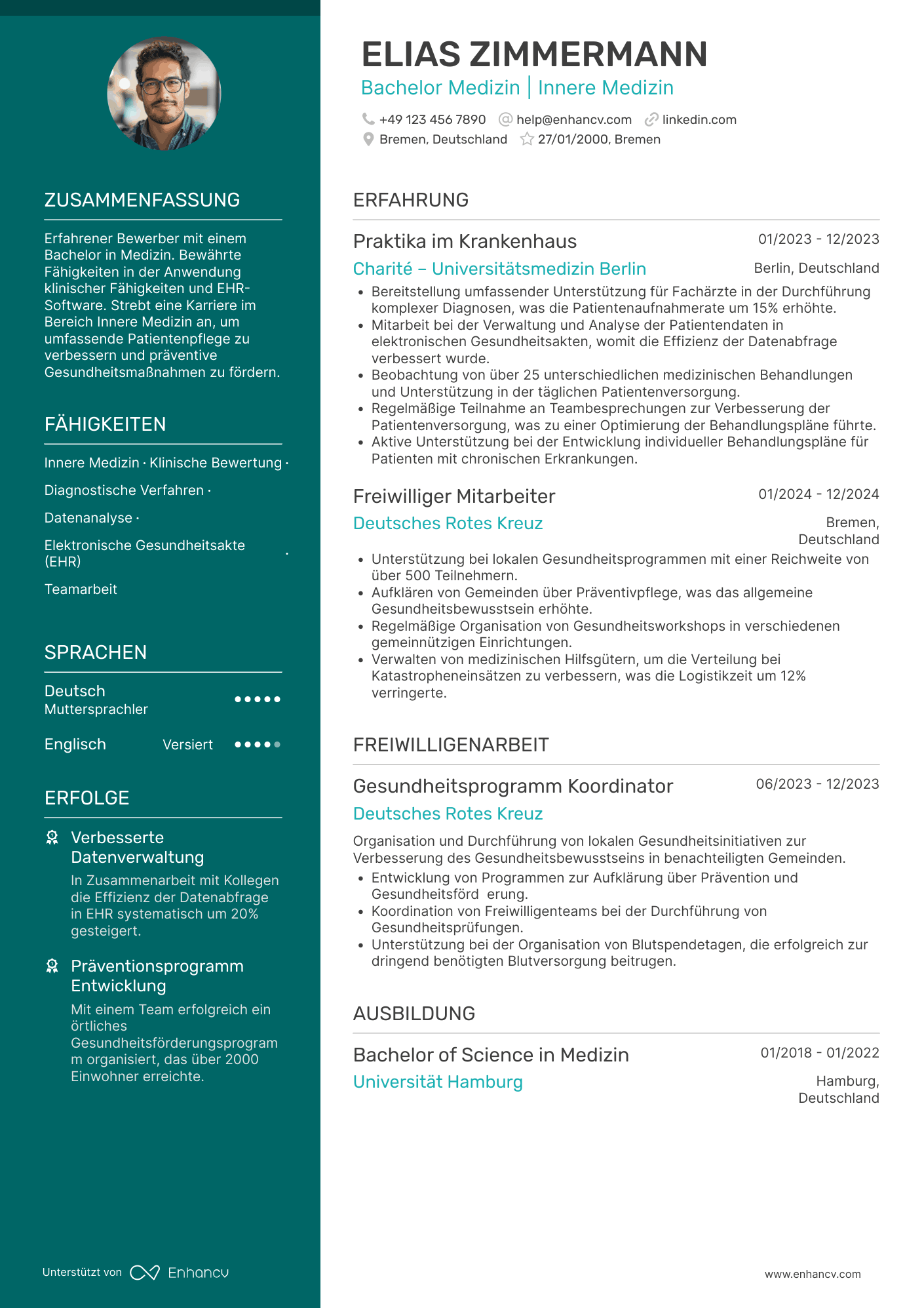 Lebenslauf als Arzt für Innere Medizin