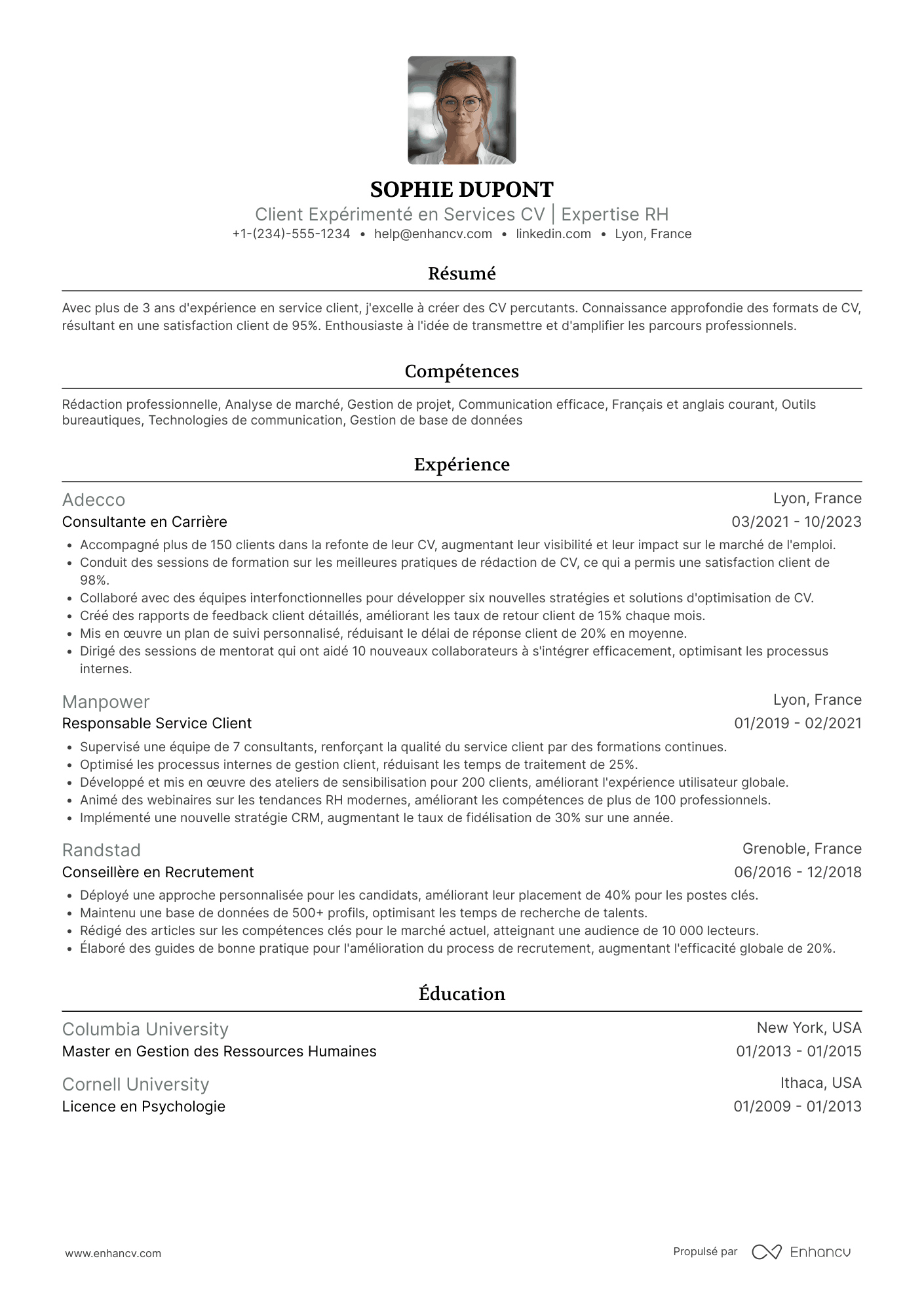 CV service client expérimenté
