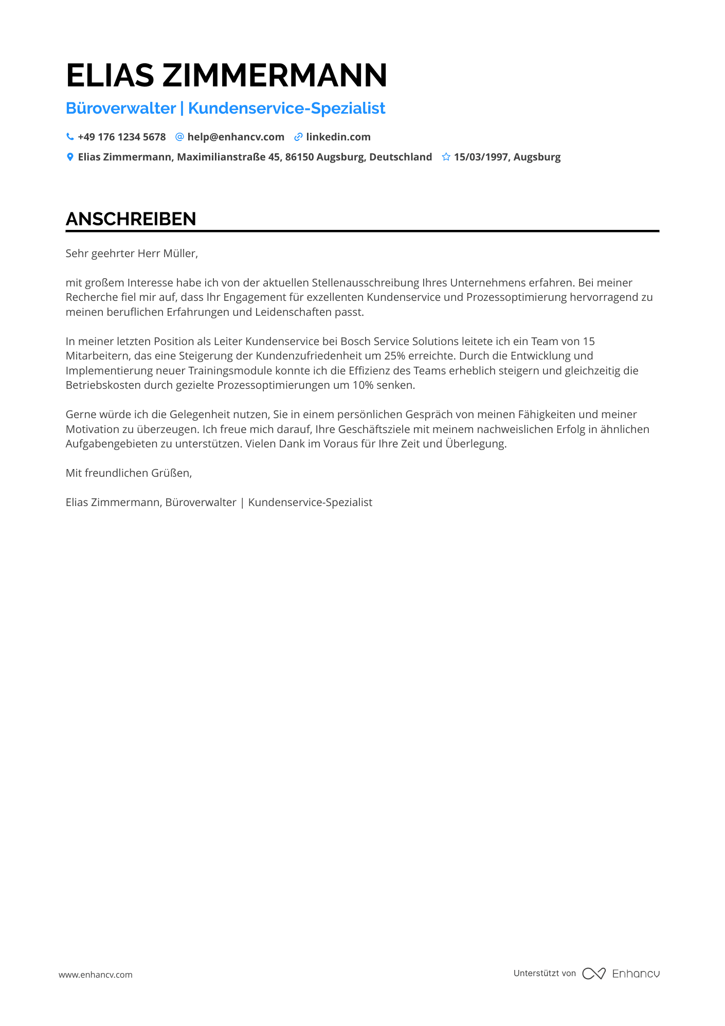 Büroverwalter für Kundenservice
