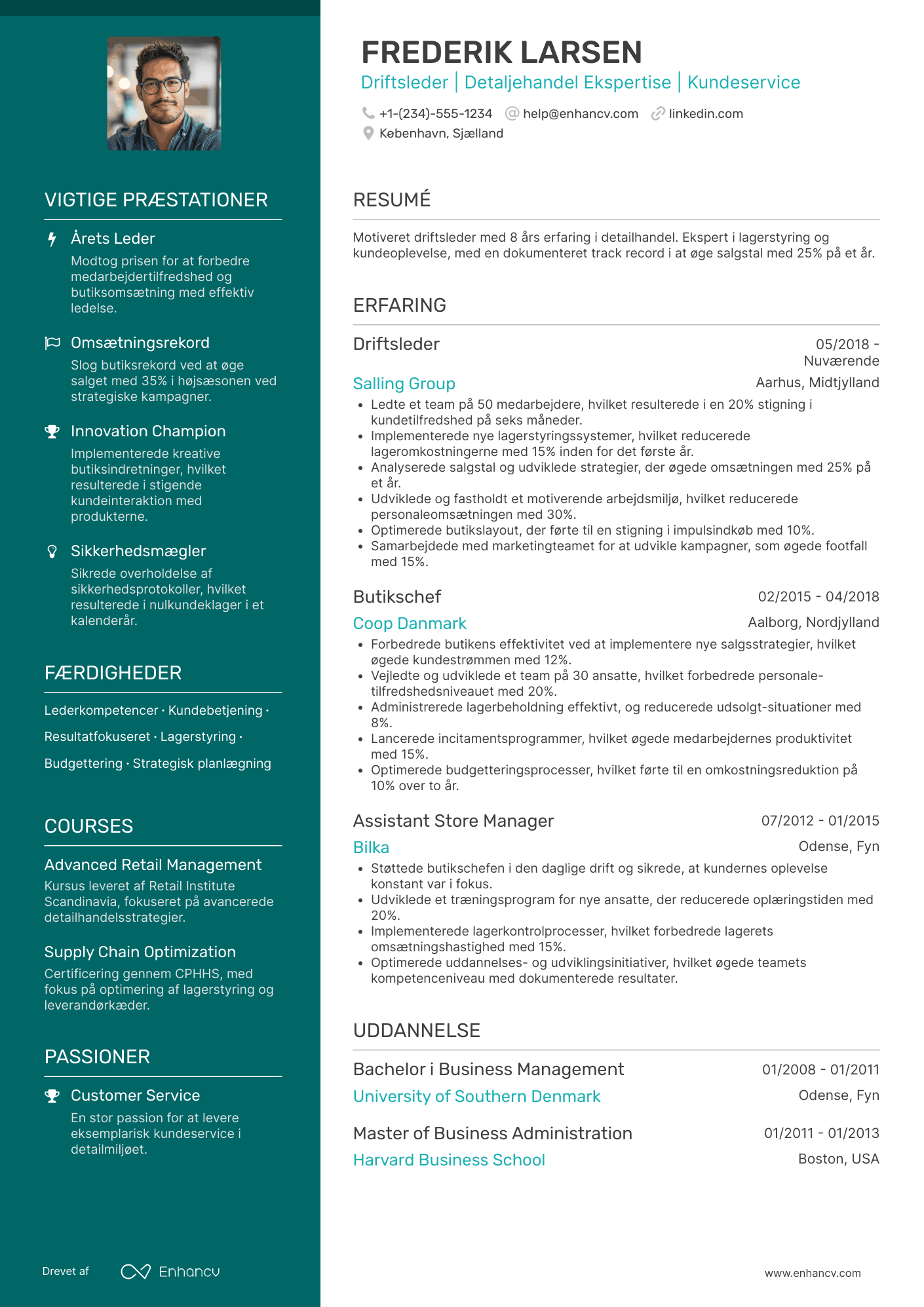 CV til Driftsleder i detailhandel