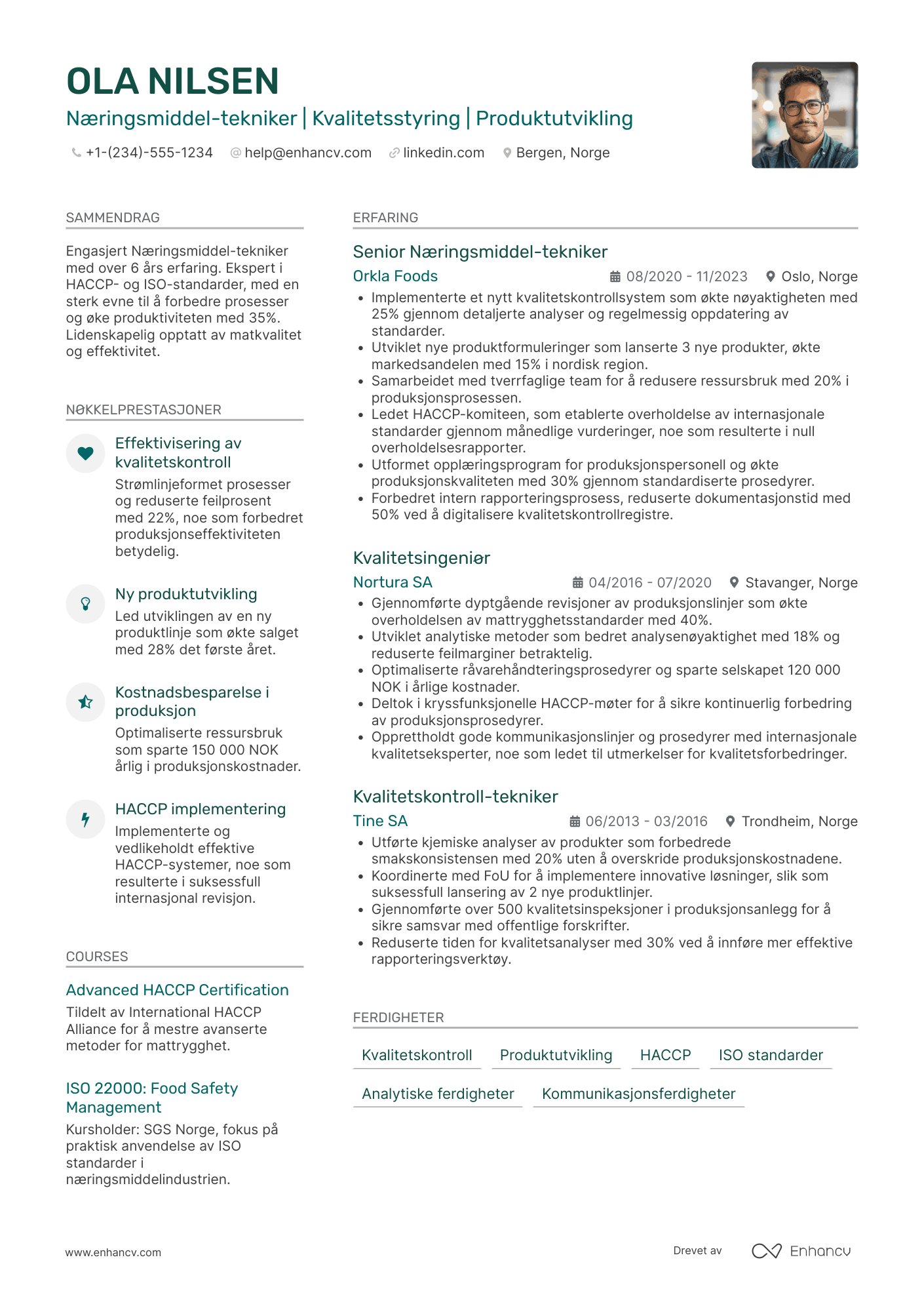 CV for Næringsmiddel tekniker