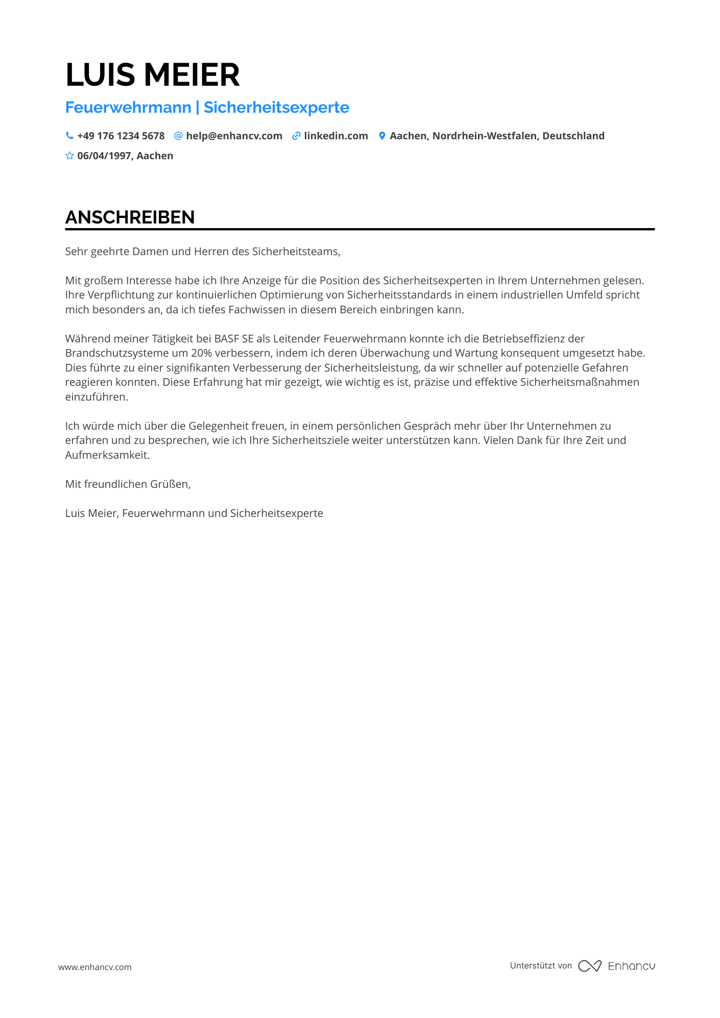 Feuerwehrmann für Chemieindustrie