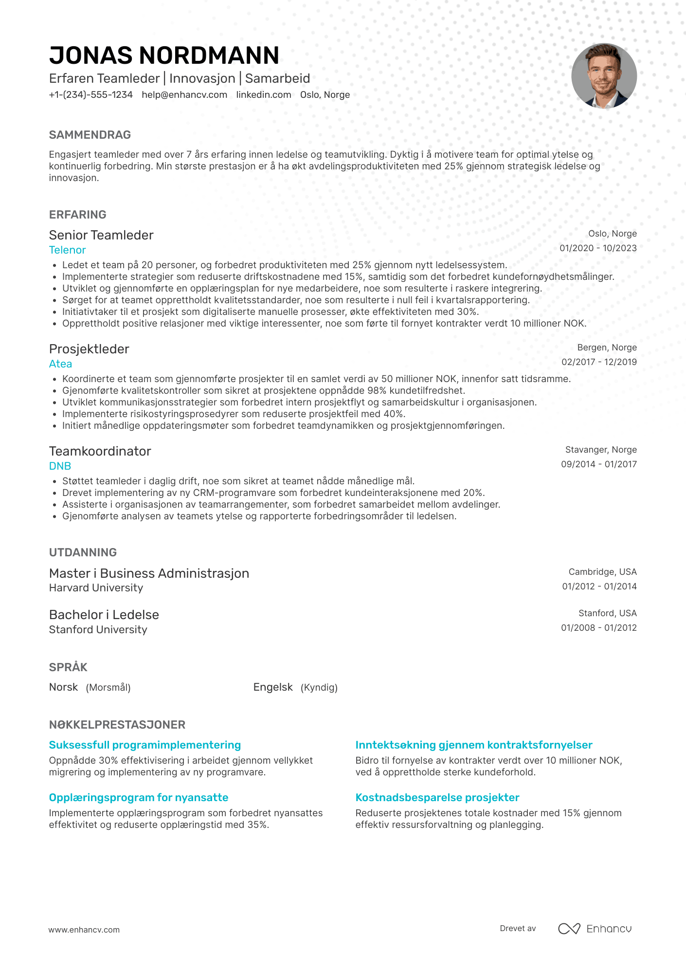 CV for Erfaren teamleder
