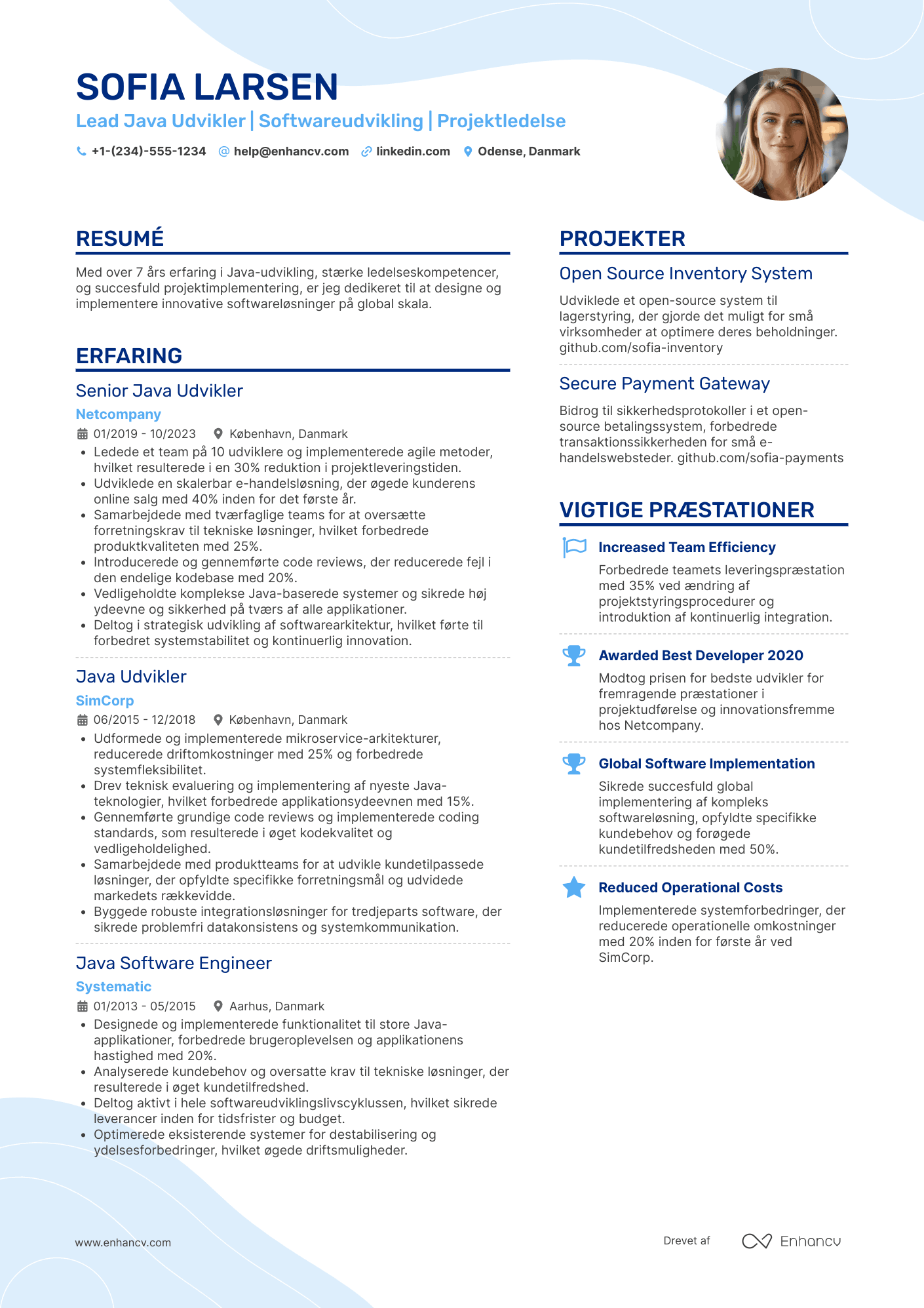 CV til Lead Java Udvikler