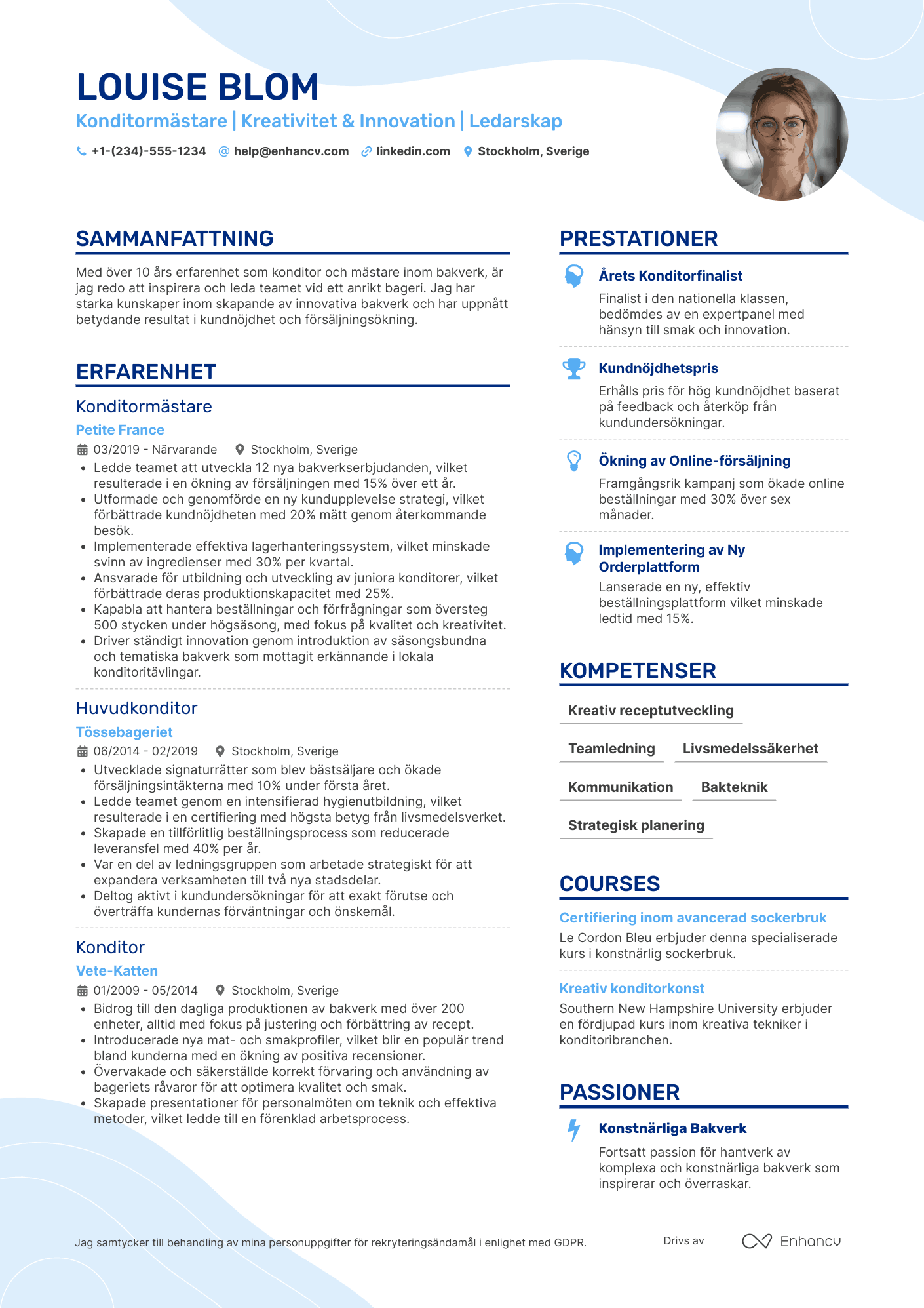 CV för Konditormästare
