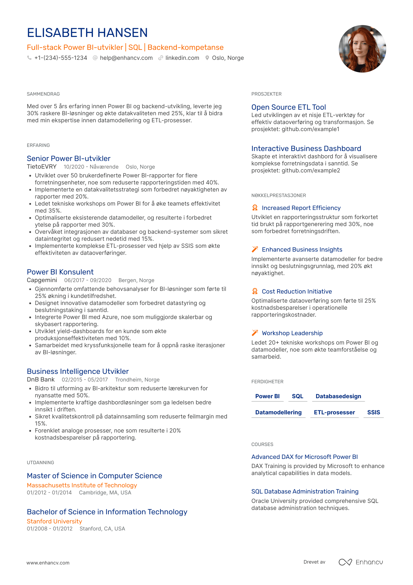CV for Full stack Power BI‑utvikler