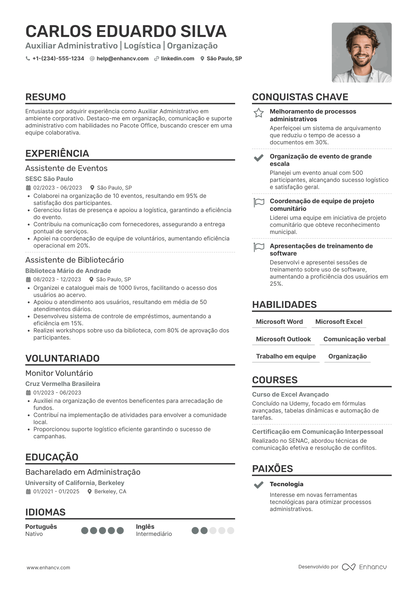 Currículo de auxiliar administrativo sem experiência