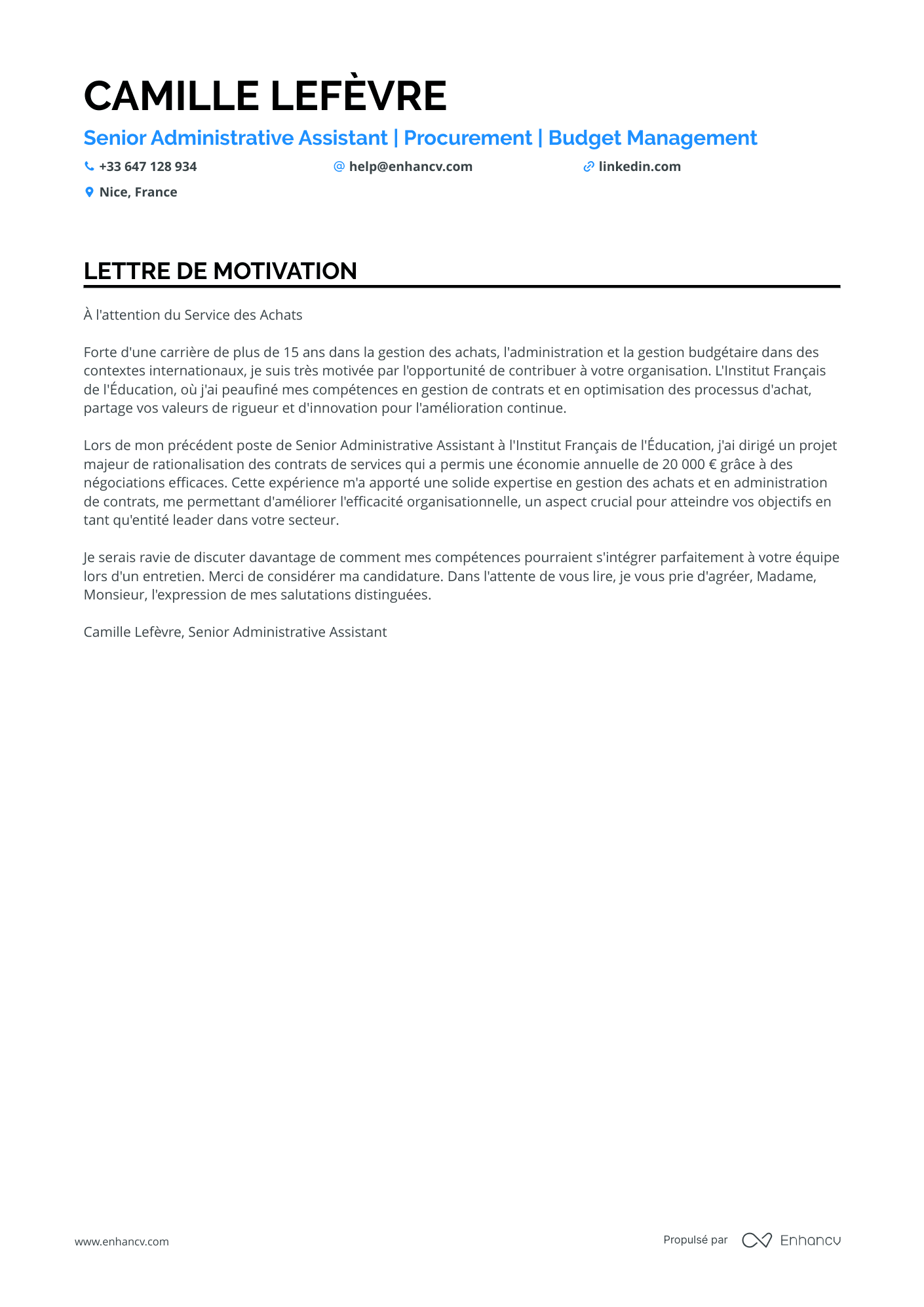 Assistant Administratif Senior