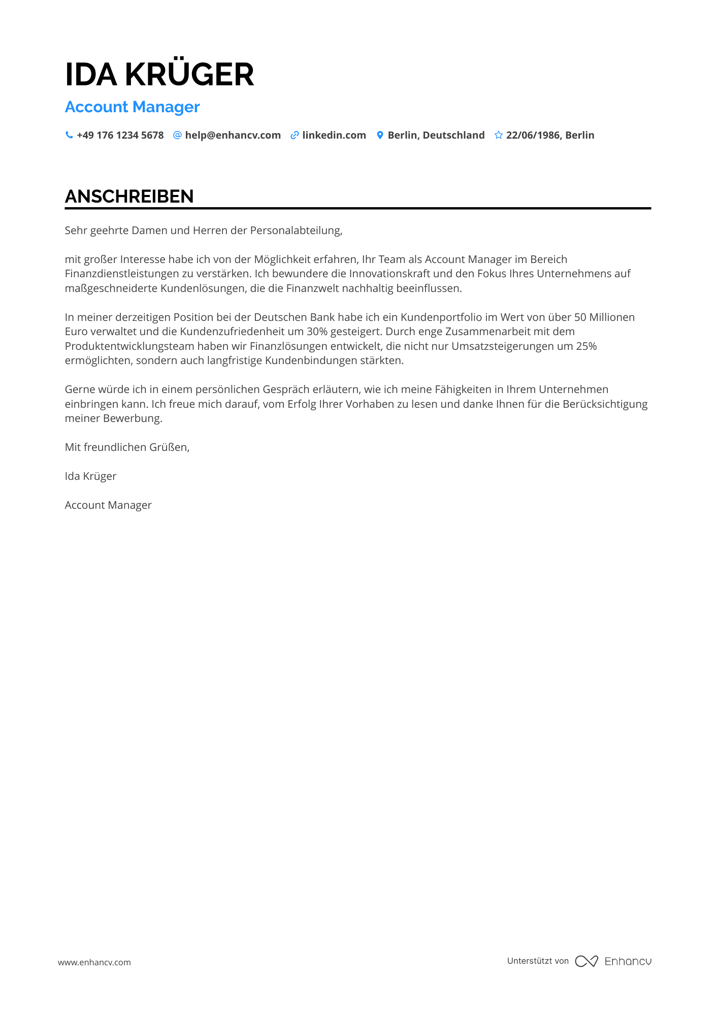 Account Manager für Finanzdienstleistungen