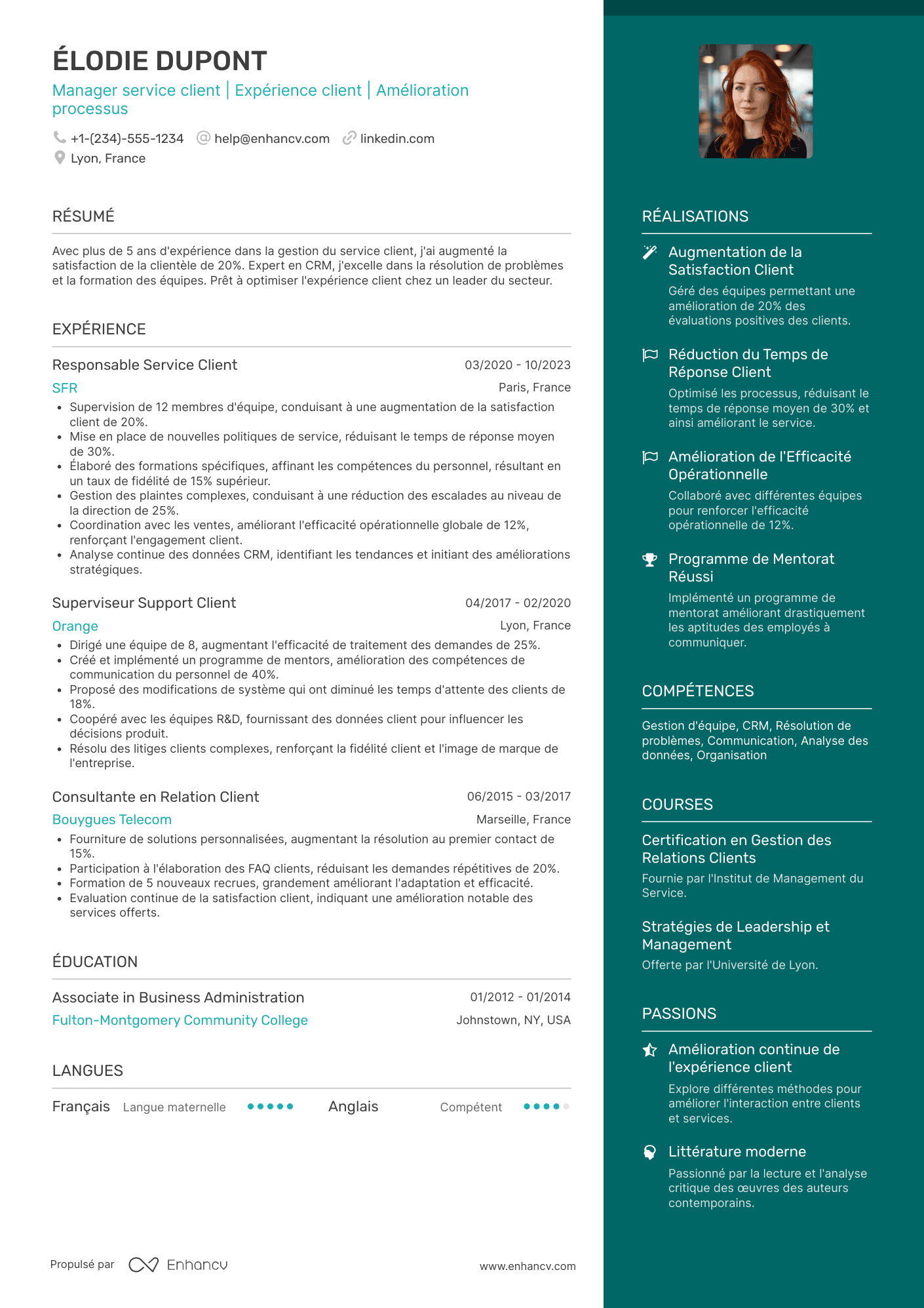 CV de&nbsp;manager du&nbsp;service client