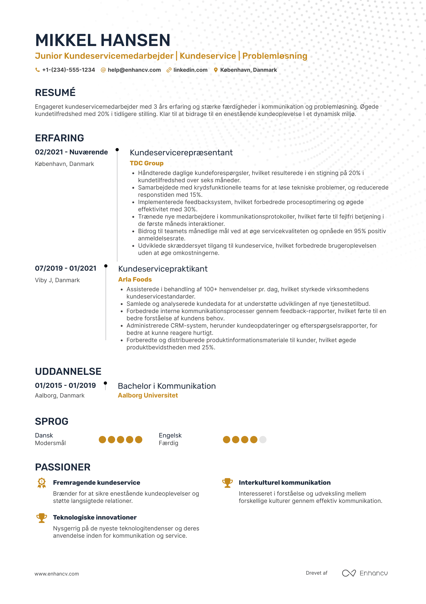 CV til Junior Kundeservicemedarbejder