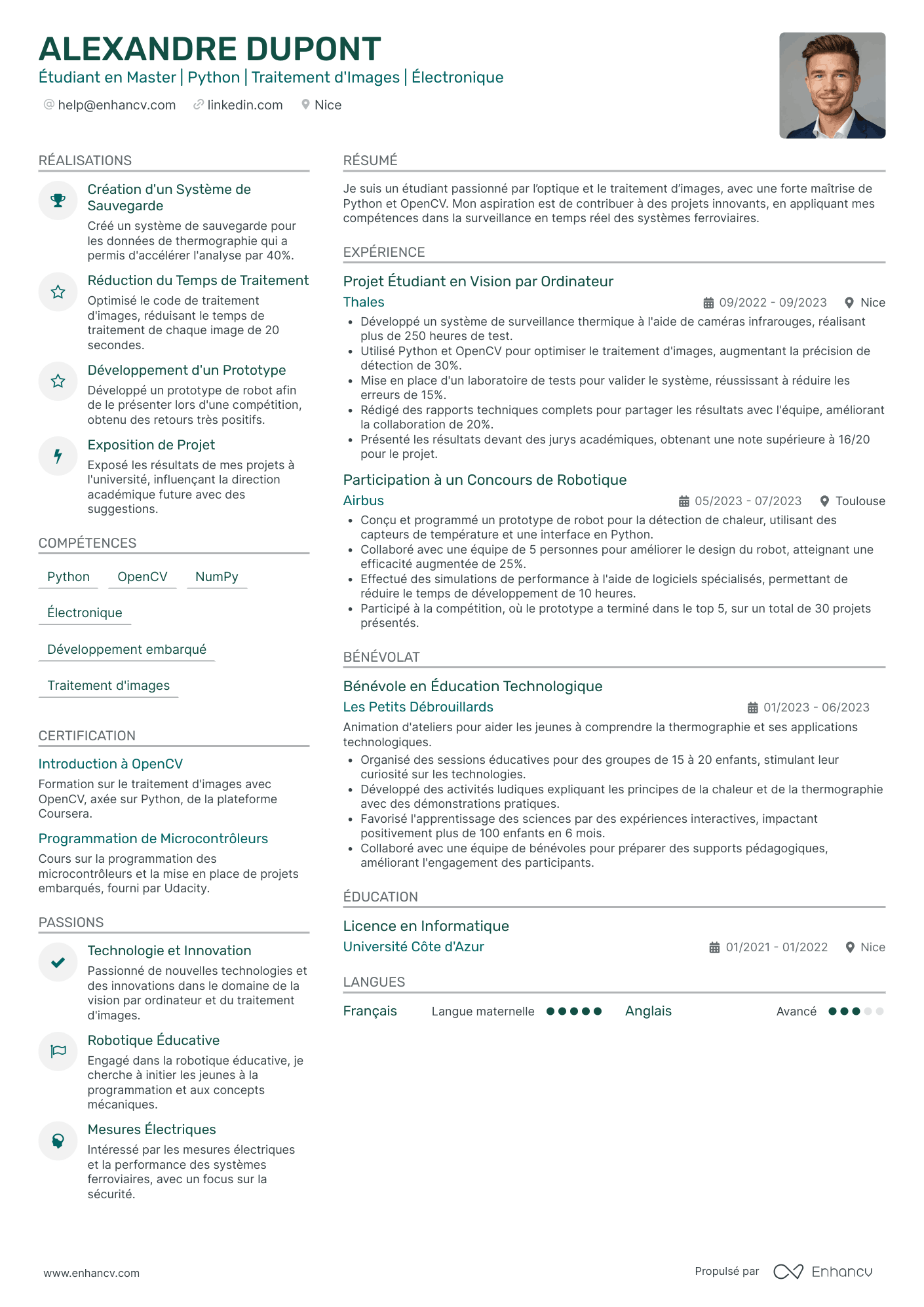 Stage de Fin d'Étude Exemples de CV