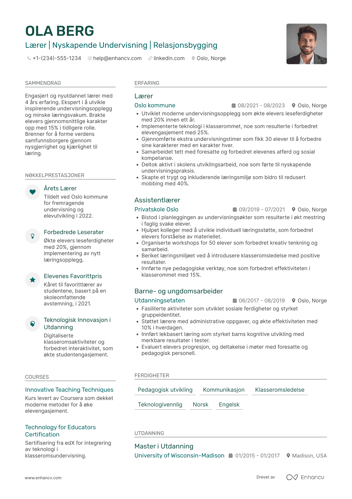 CV for Nyutdannede Lærer