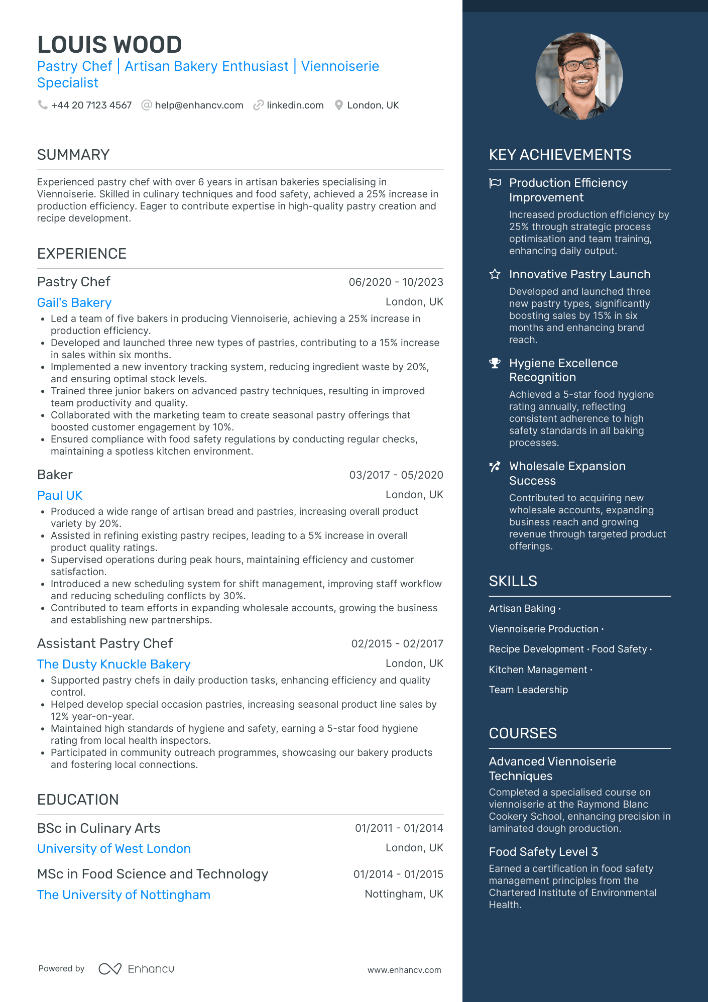 Bakery Pastry Chef CV Examples