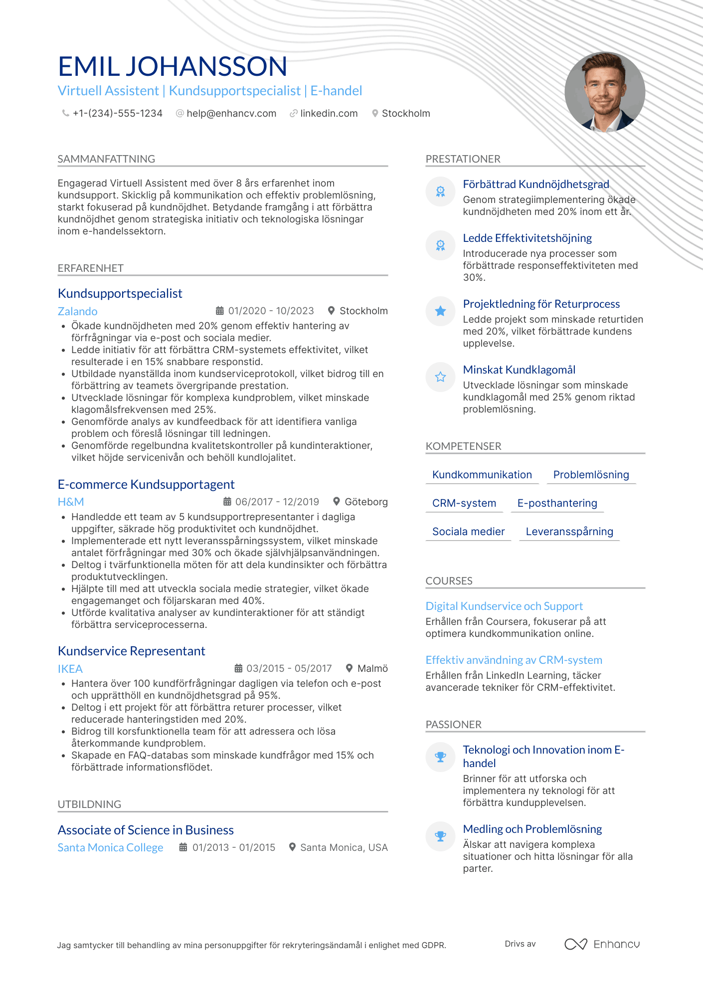 CV för Virtuell Assistent Kundsupport