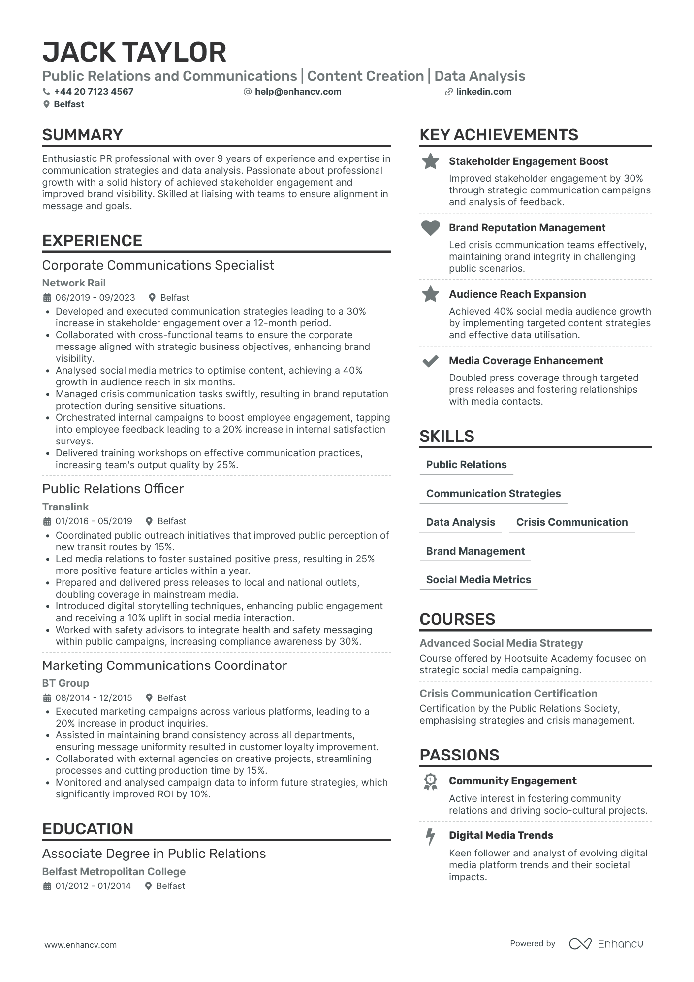 Marketing and Public Relations Assistant CV Examples