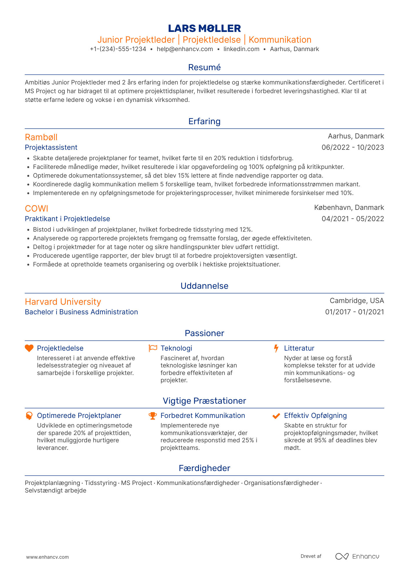 CV til Junior Projektleder