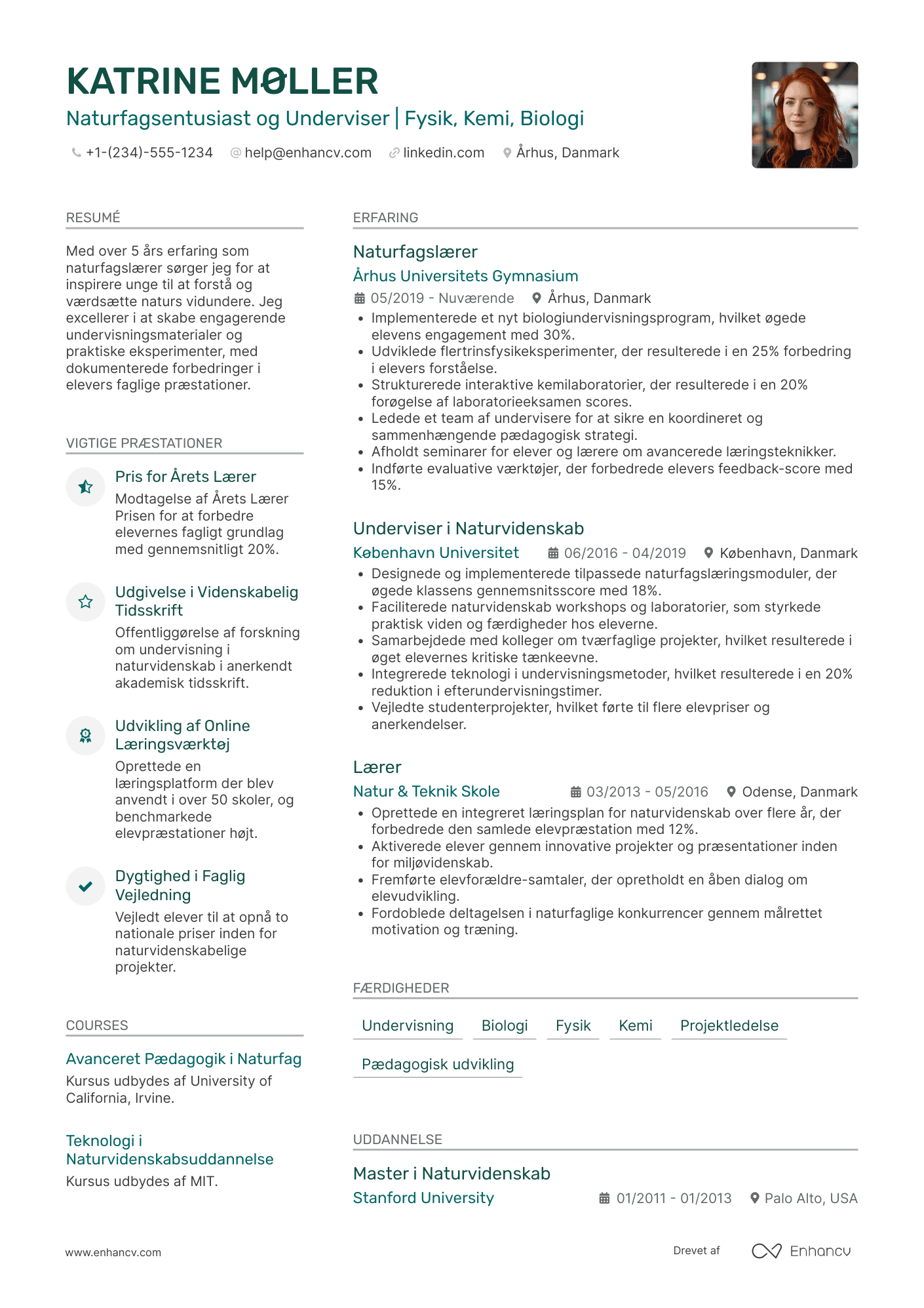 CV til Naturfagslærer