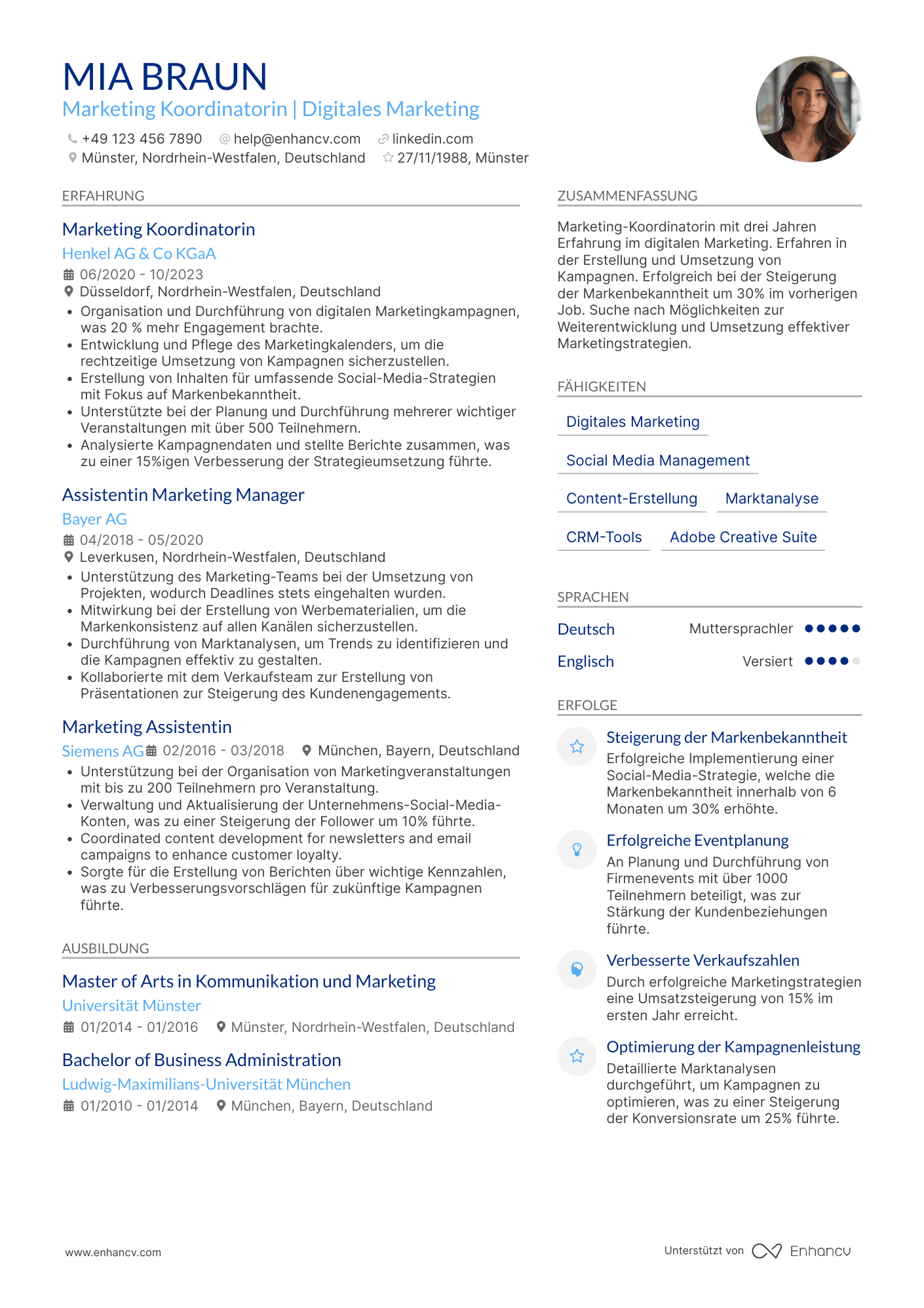Lebenslauf als Marketing Koordinator