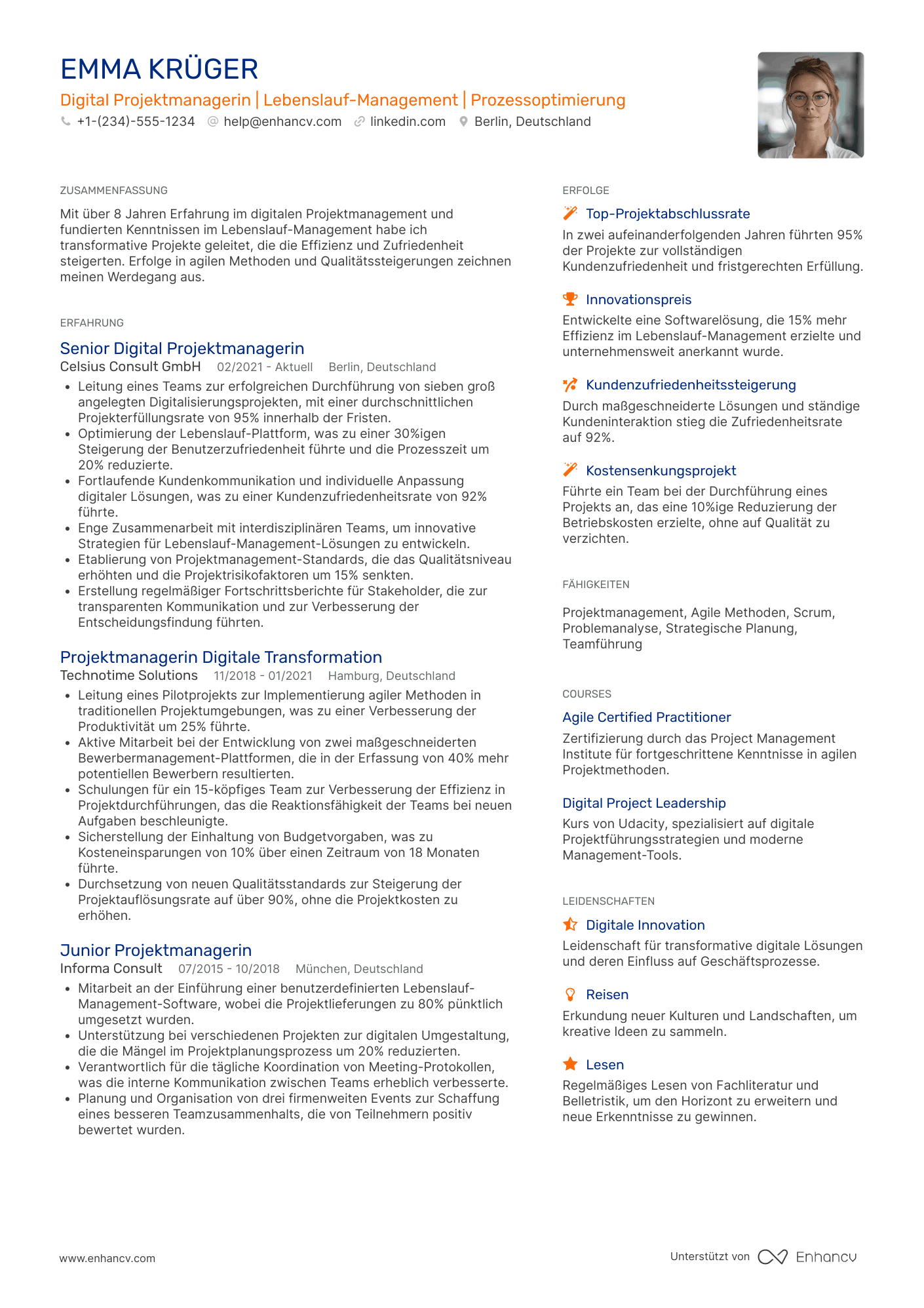 Lebenslauf Digital Projektmanager